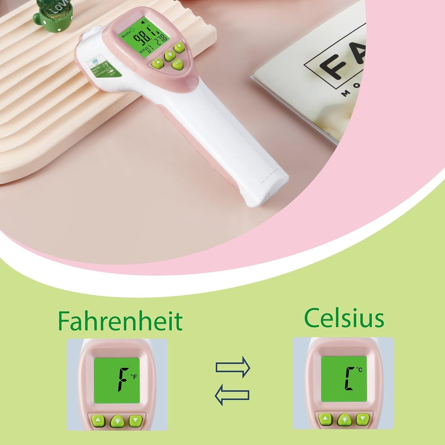 Termómetro Digital Infrarrojo Elate Rosa Sin Contacto Grado Médico