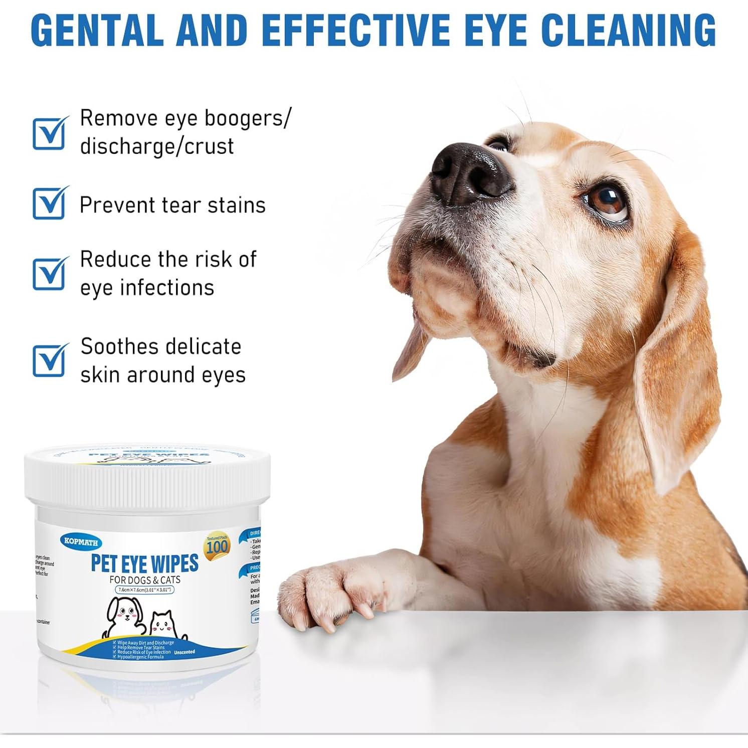 Toallitas para Ojos de Mascotas Kopmath 100 Unidades Sin Fragancia