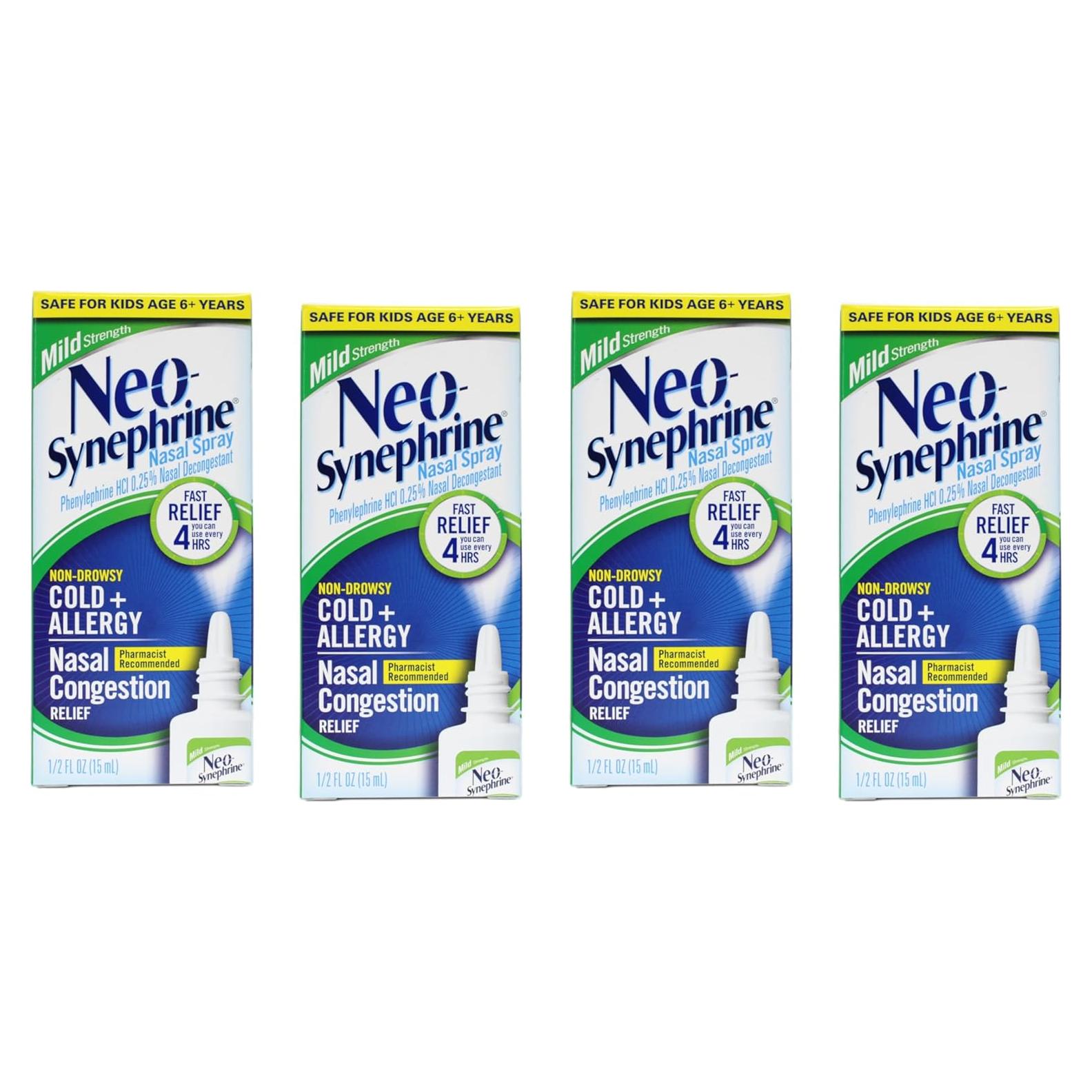 Spray Nasal Neo-Synephrine Suave 4x14.79ml Alivio Congestión