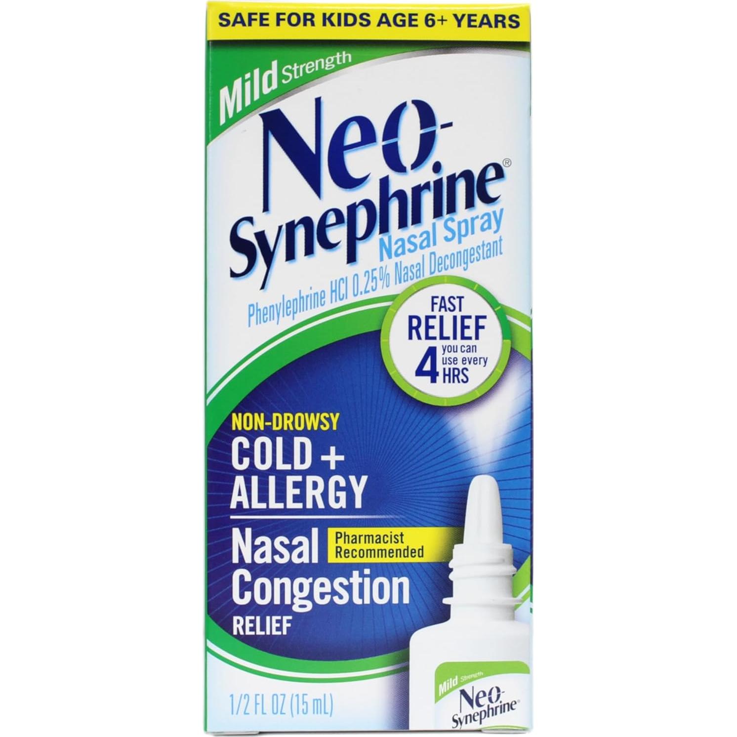 Spray Nasal Neo-Synephrine Suave 4x14.79ml Alivio Congestión