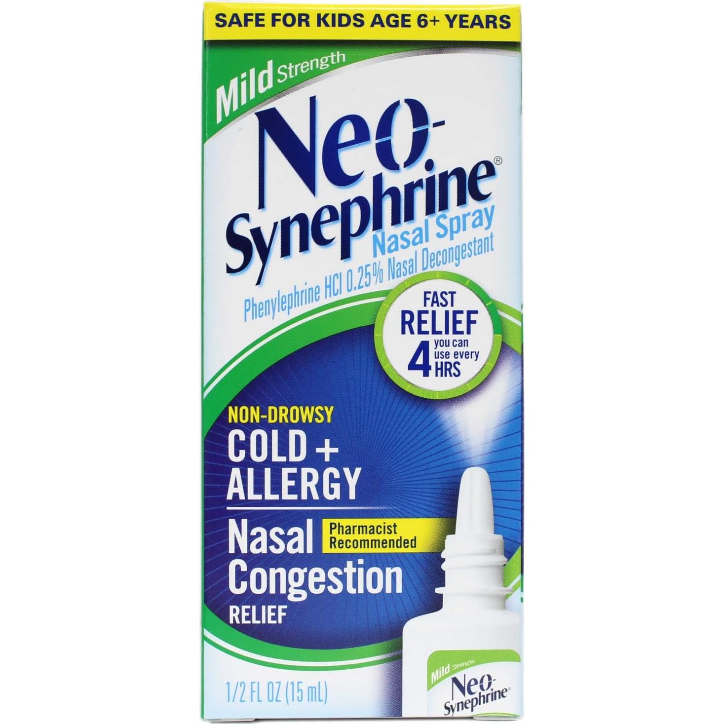 Spray Nasal Neo-Synephrine Suave 4x14.79ml Alivio Congestión