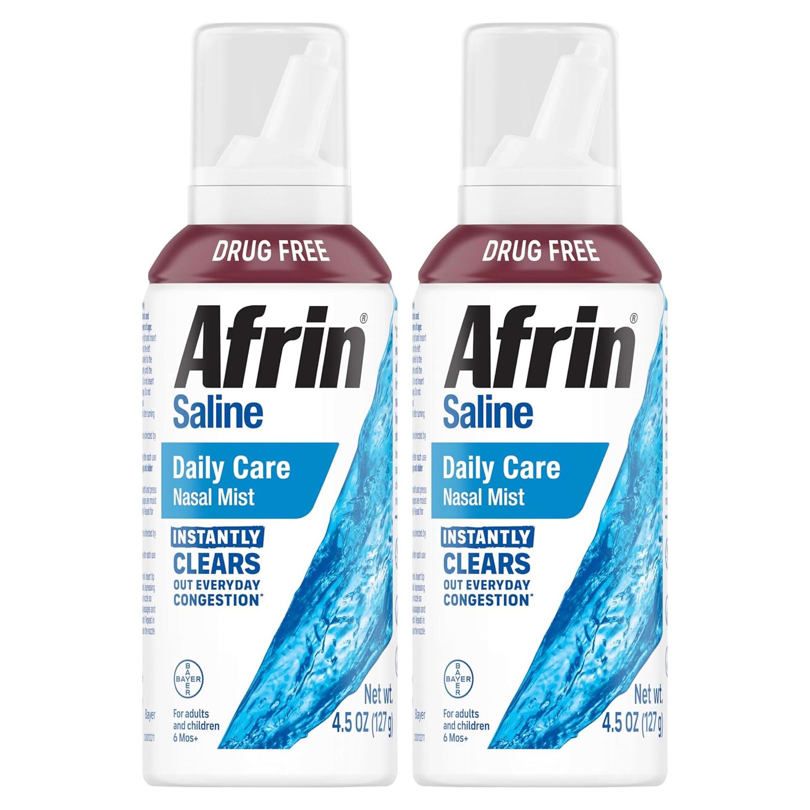 Afrin Spray Nasal Salino 100% Libre de Medicamentos 2x127.6g