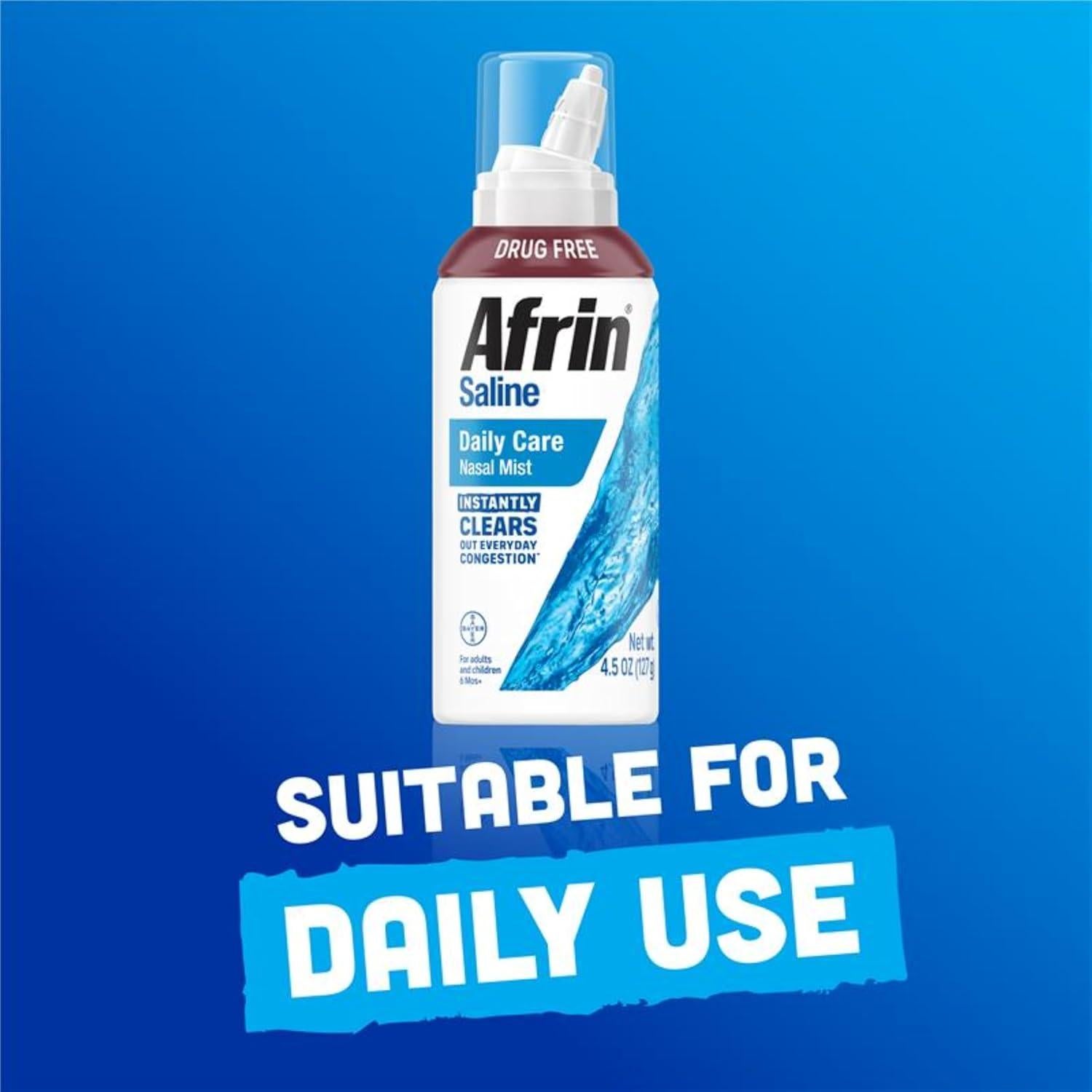 Afrin Spray Nasal Salino 100% Libre de Medicamentos 2x127.6g