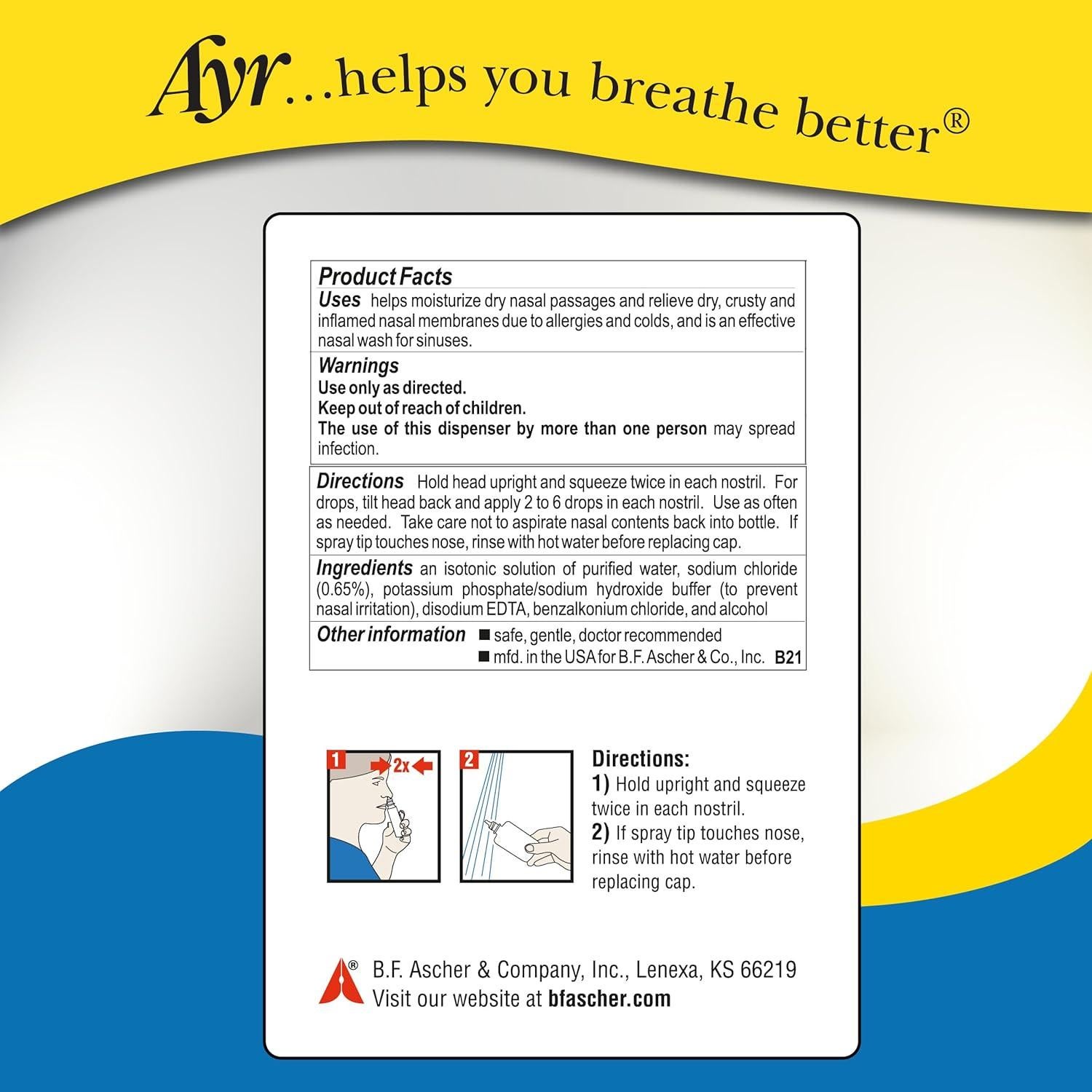 Ayr Rocío Salino Nasal 49.9 ml - Paquete de 6 Unidades