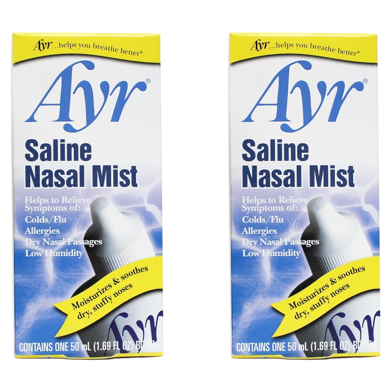 Ayr Mist Nasal Salino Isotónico 49.9 ml - Paquete de 2