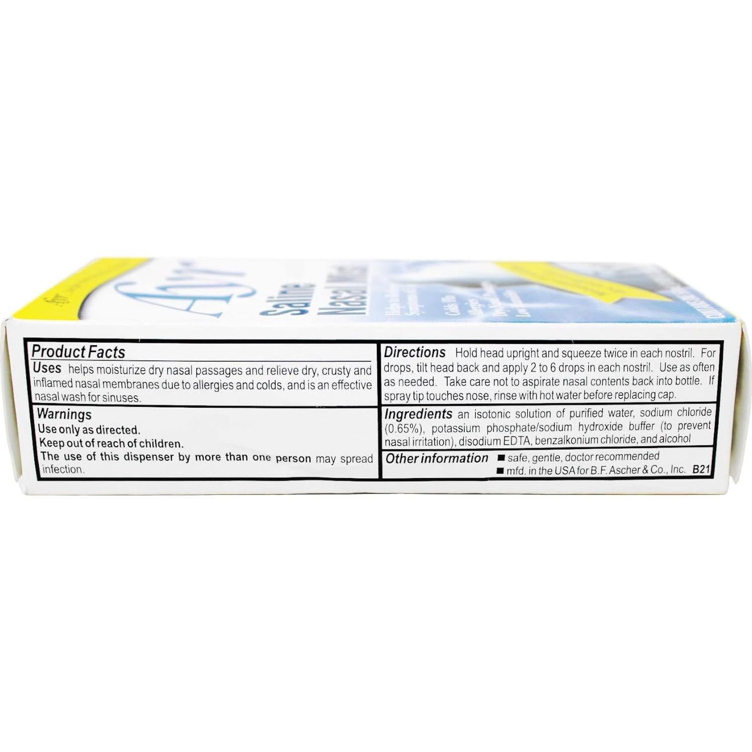 Ayr Mist Nasal Salino Isotónico 49.9 ml - Paquete de 2