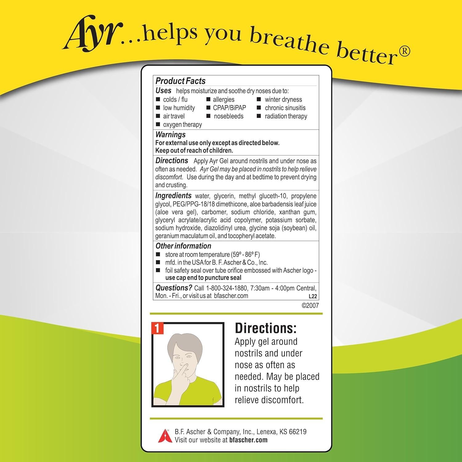 Gel Nasal Salino Ayr 14.79 ml con Aloe Calmante - Hidratación