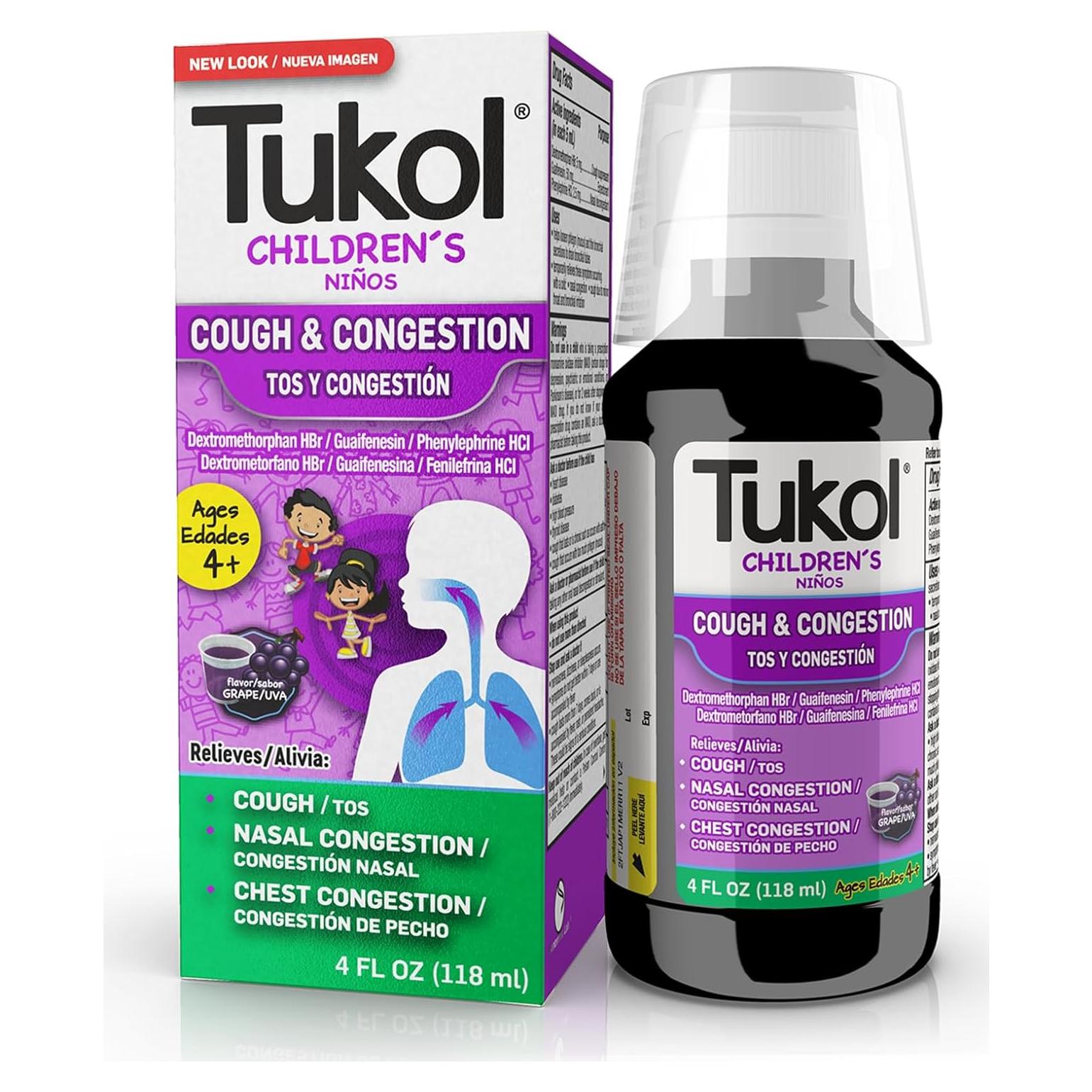 Jarabe para la tos infantil TUKOL 118.3 ml - Sabor uva