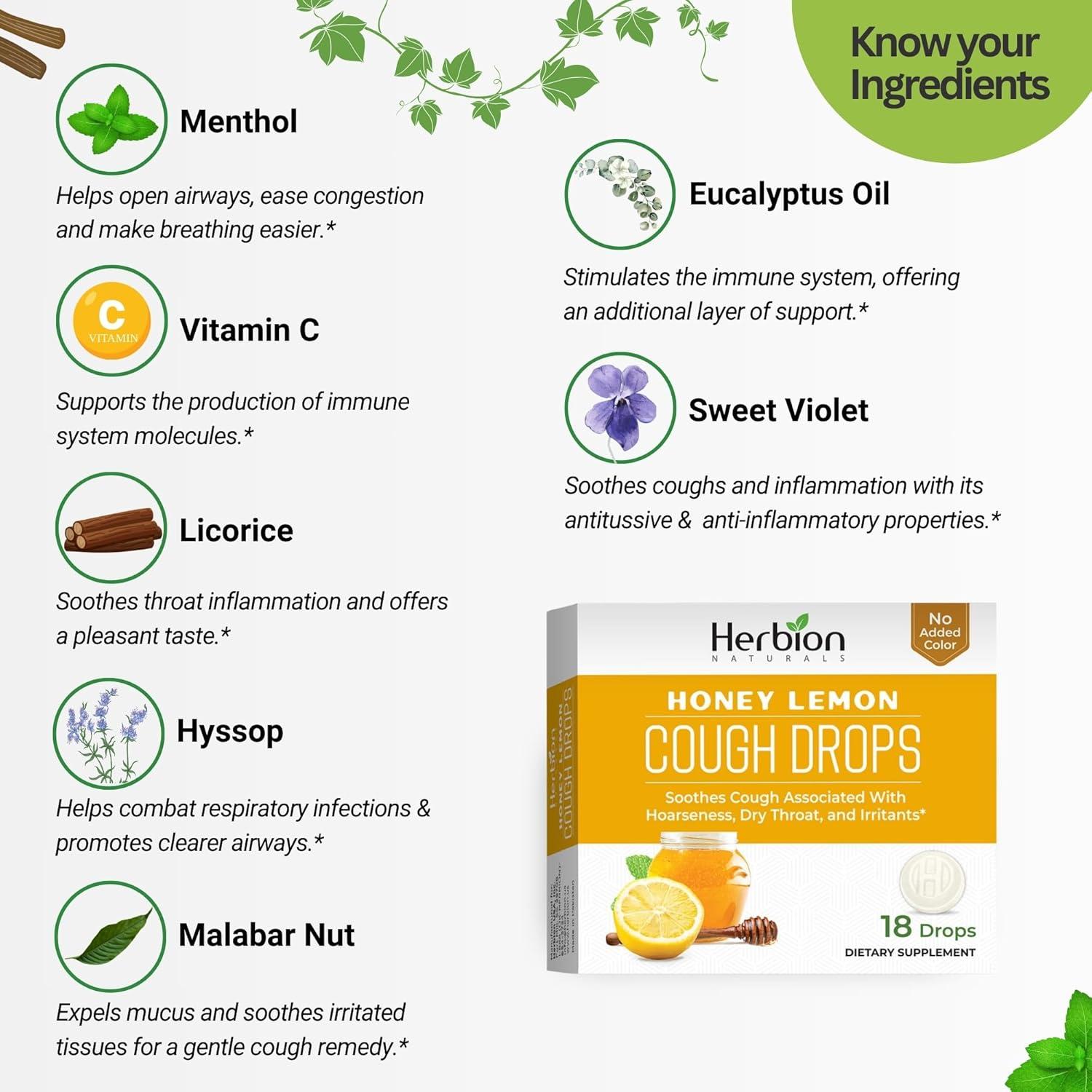 Caramelos para la Tos Herbion Naturals Miel Limón 18 Unidades