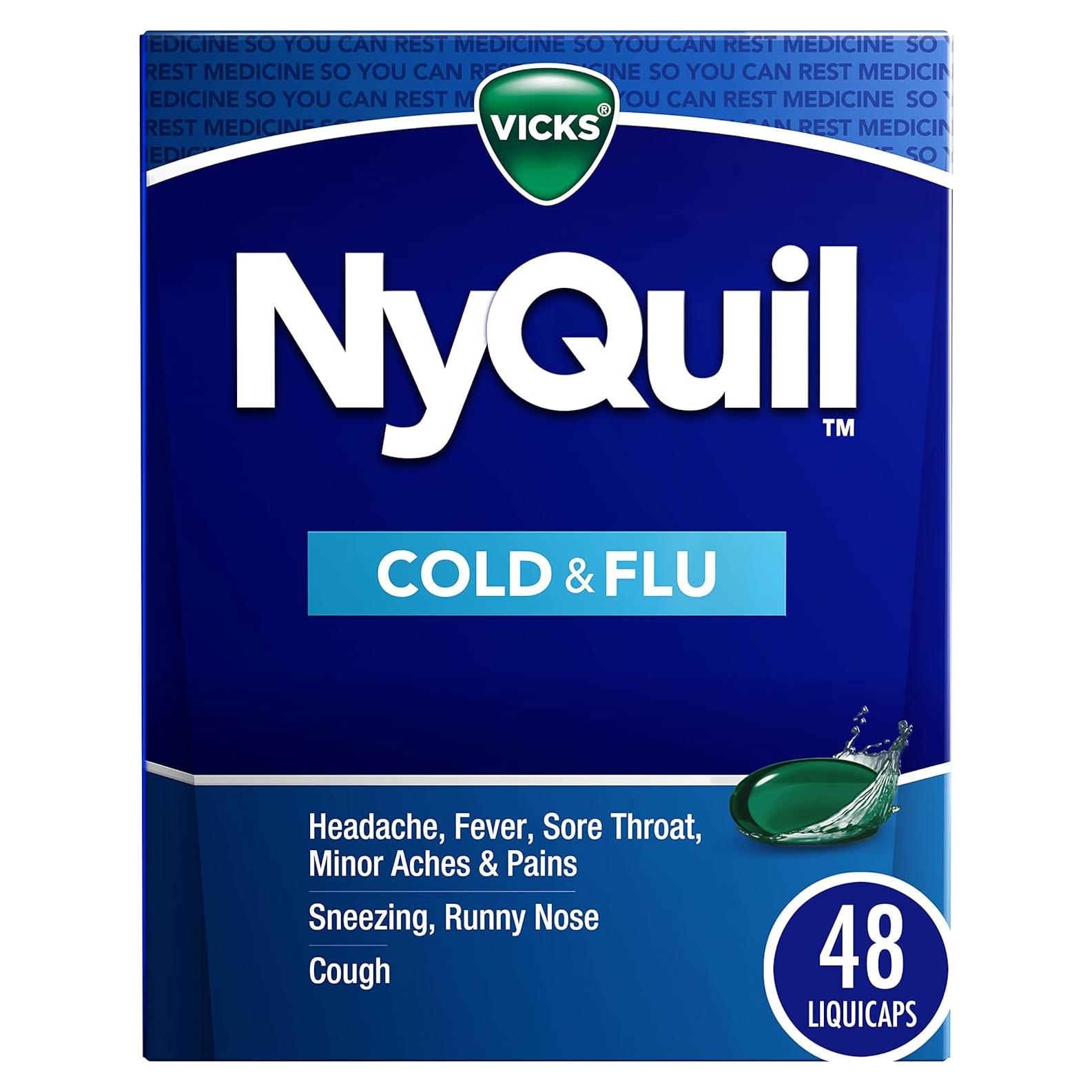 VICKS NyQuil 48 LiquiCaps Alivio Nocturno Resfriado y Gripe