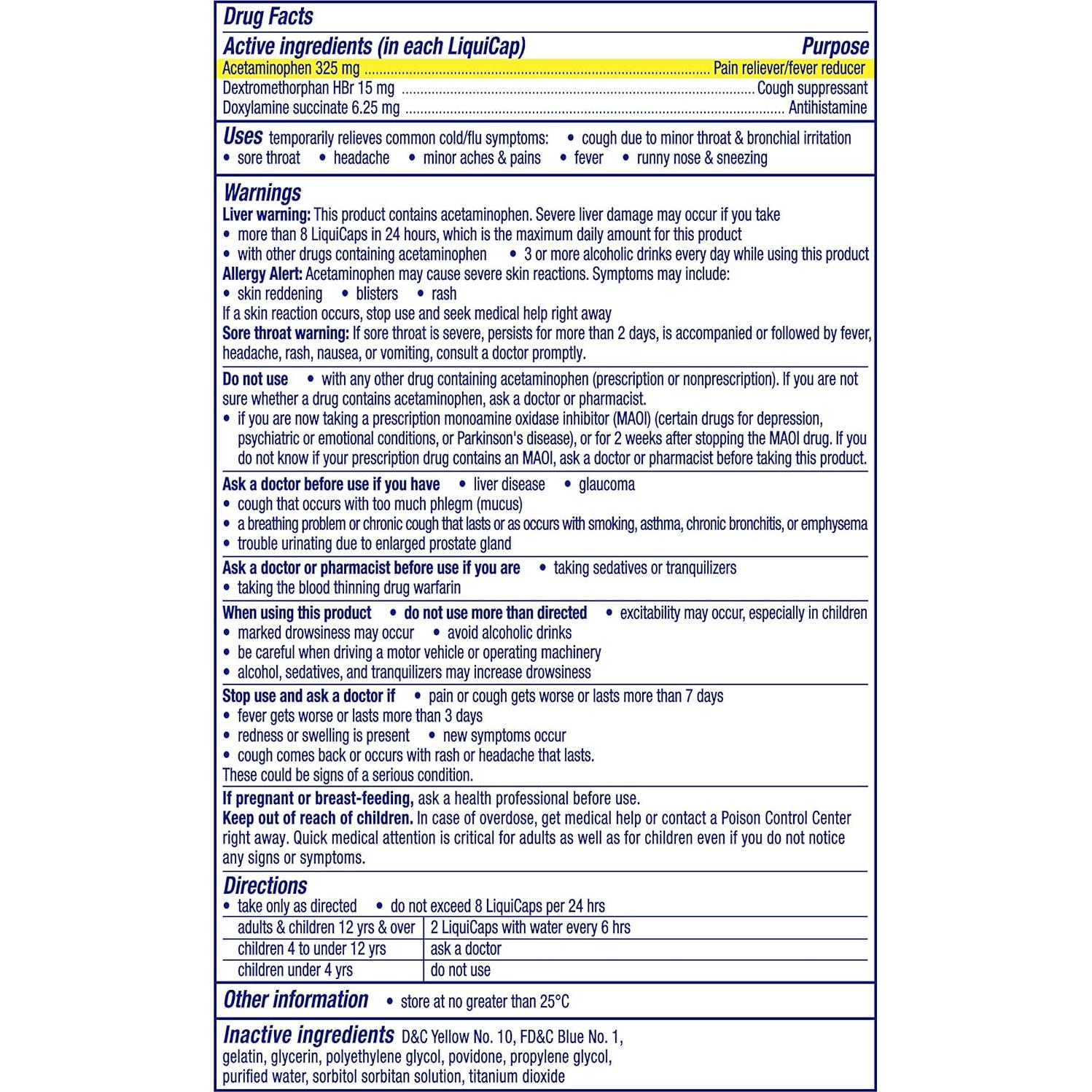 VICKS NyQuil 48 LiquiCaps Alivio Nocturno Resfriado y Gripe