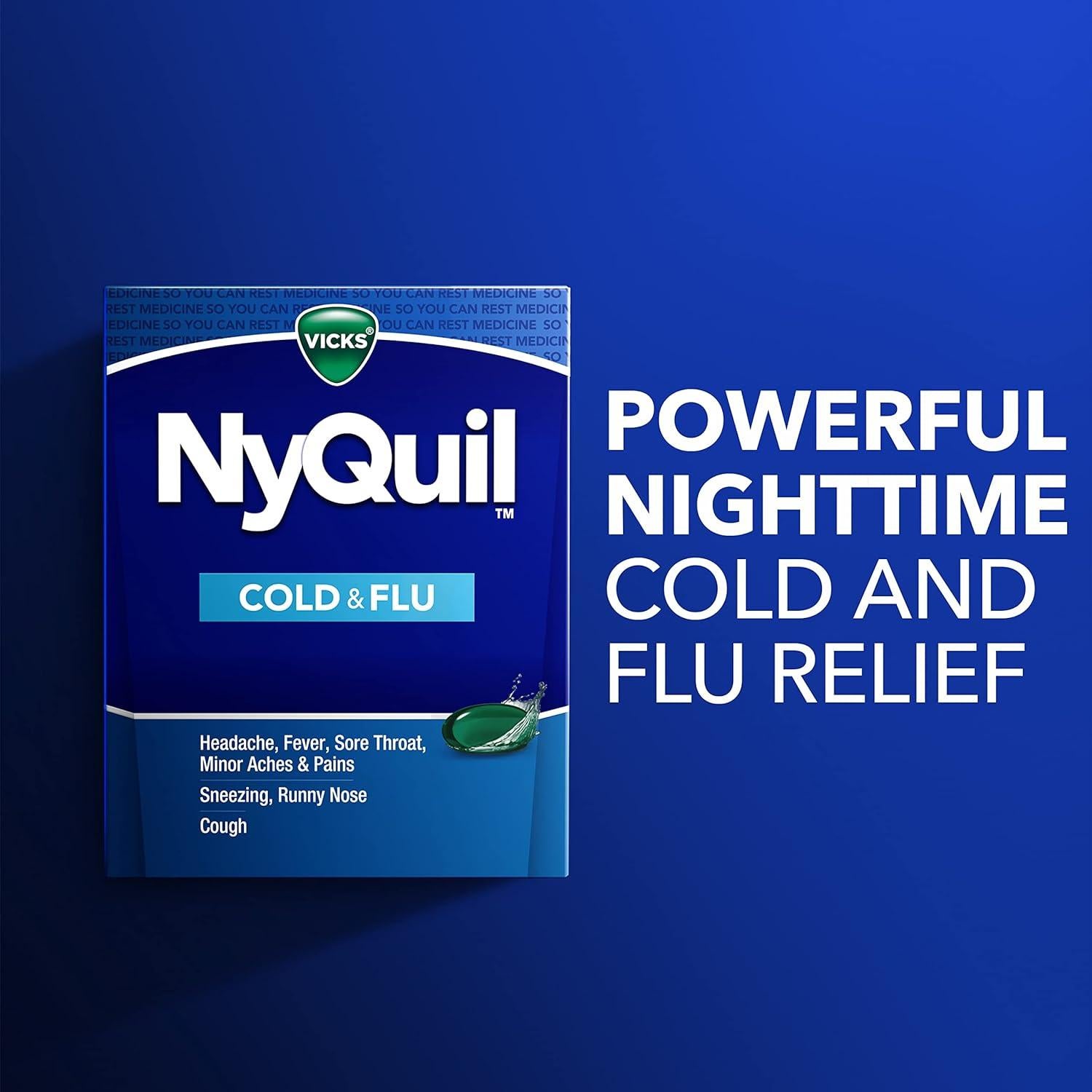 VICKS NyQuil 48 LiquiCaps Alivio Nocturno Resfriado y Gripe