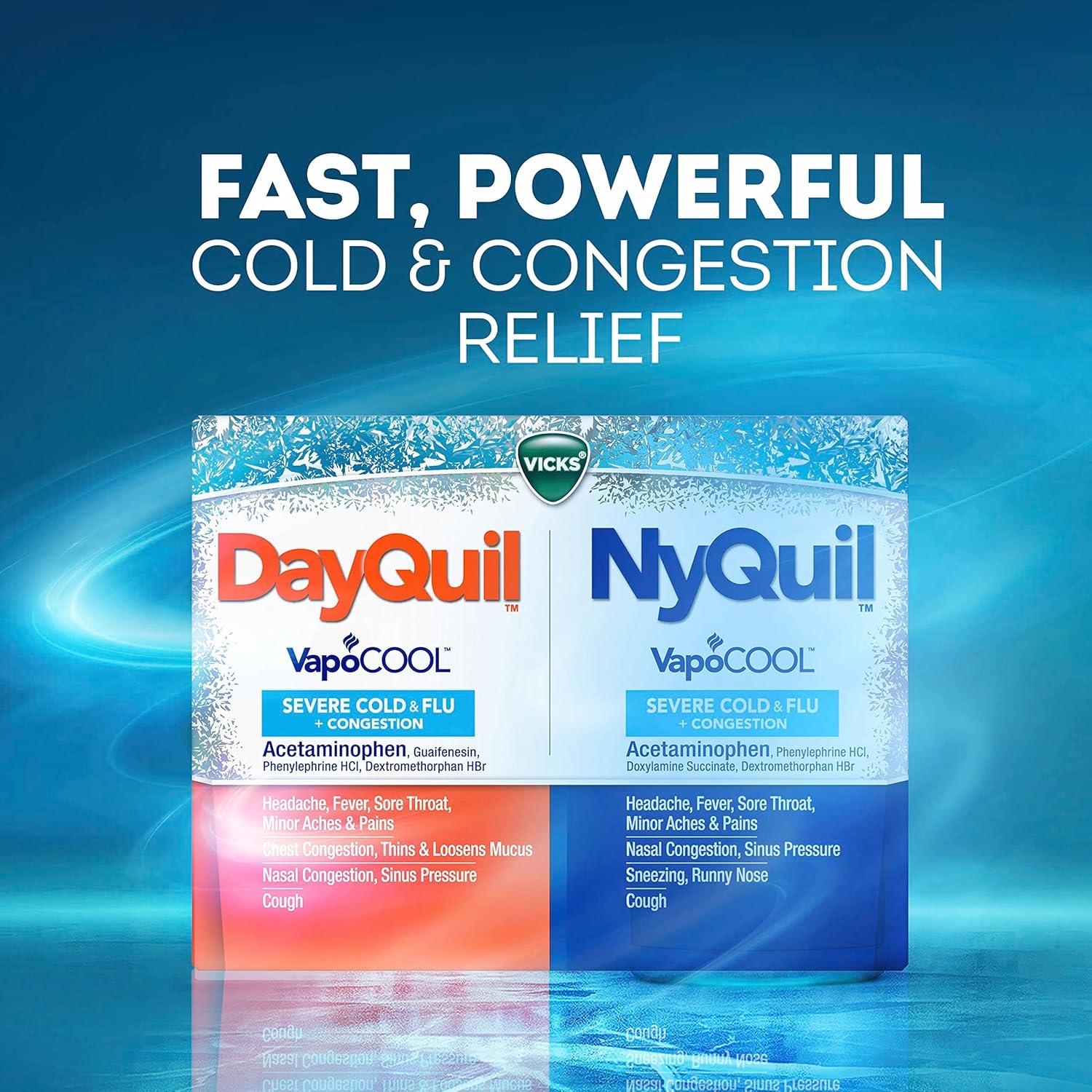 Vicks DayQuil y NyQuil VapoCOOL SEVERE 24 Contenido Alivio Resfriados
