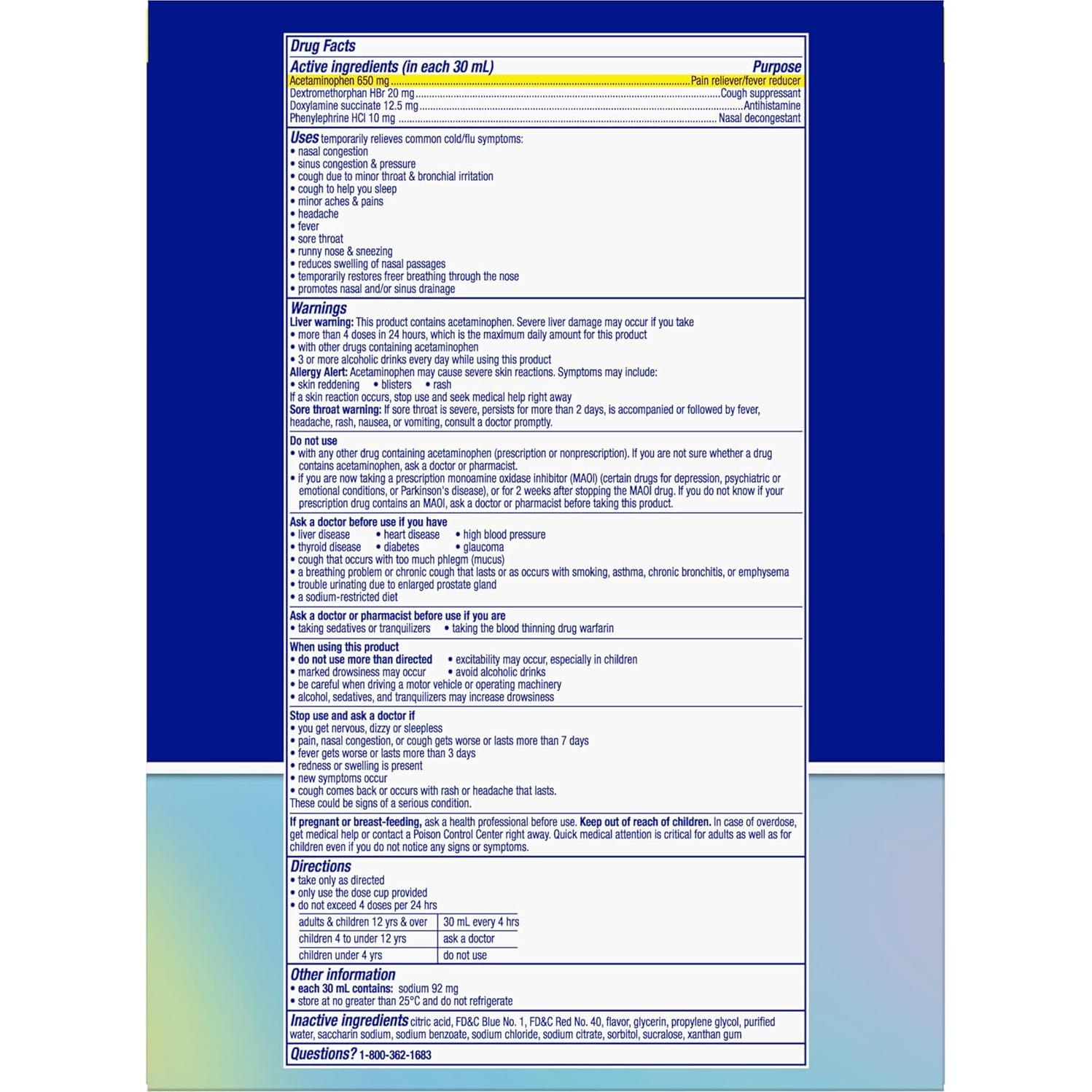 Vicks NyQuil SEVERE 2x355 mL Alivio Resfriados y Gripe Sabor Baya