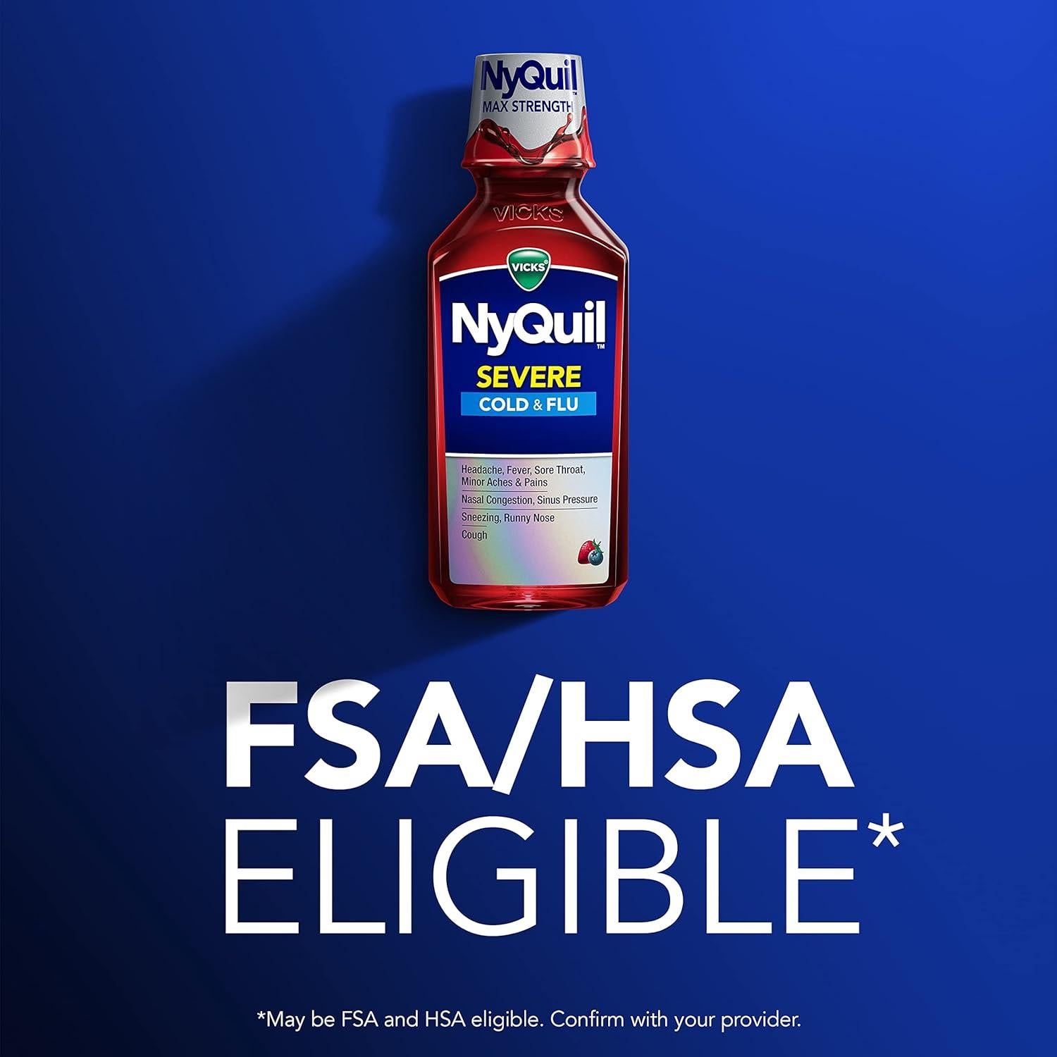 Vicks NyQuil SEVERE 2x355 mL Alivio Resfriados y Gripe Sabor Baya