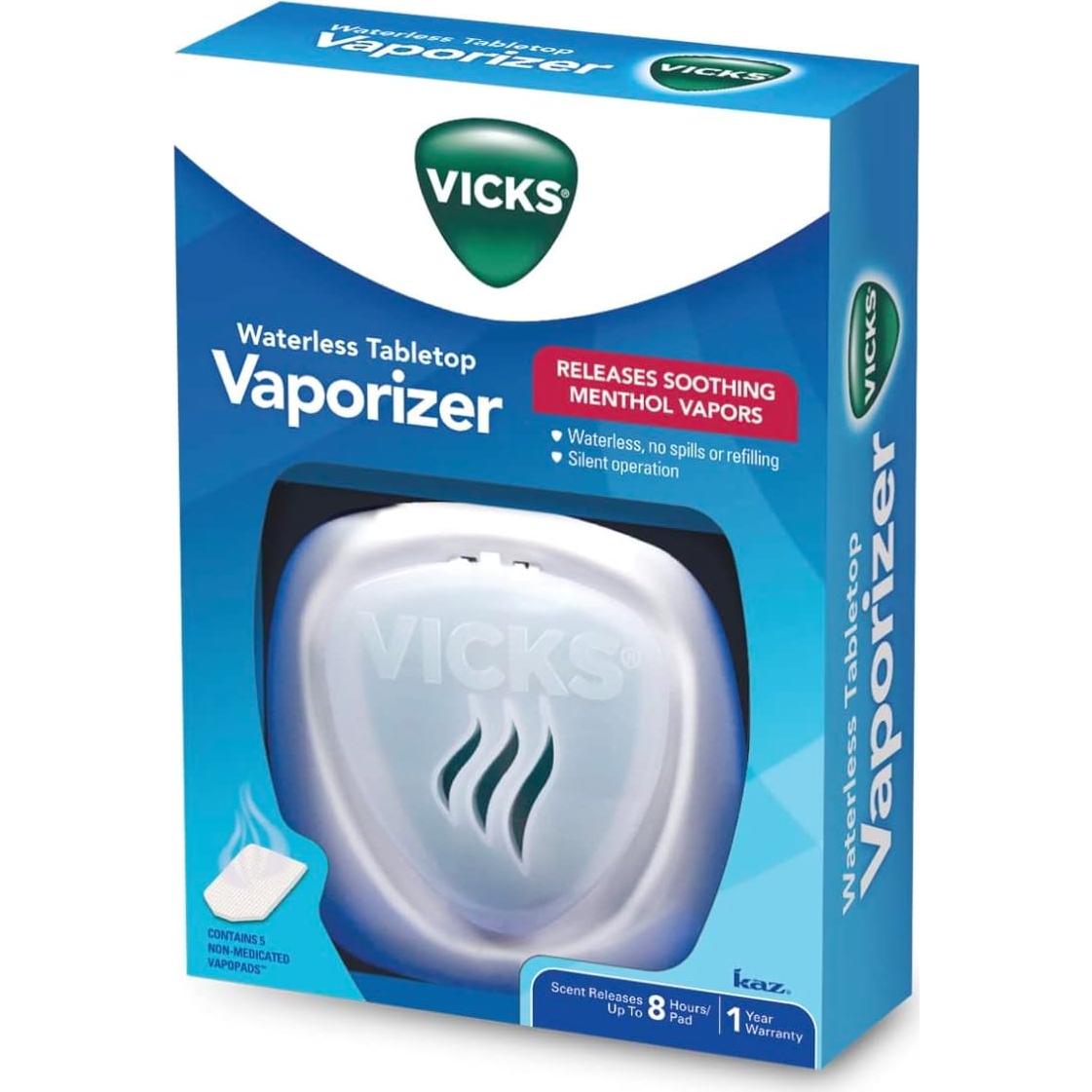 Vicks Vaporizador Sin Agua V1900 con 5 Almohadillas Aromáticas