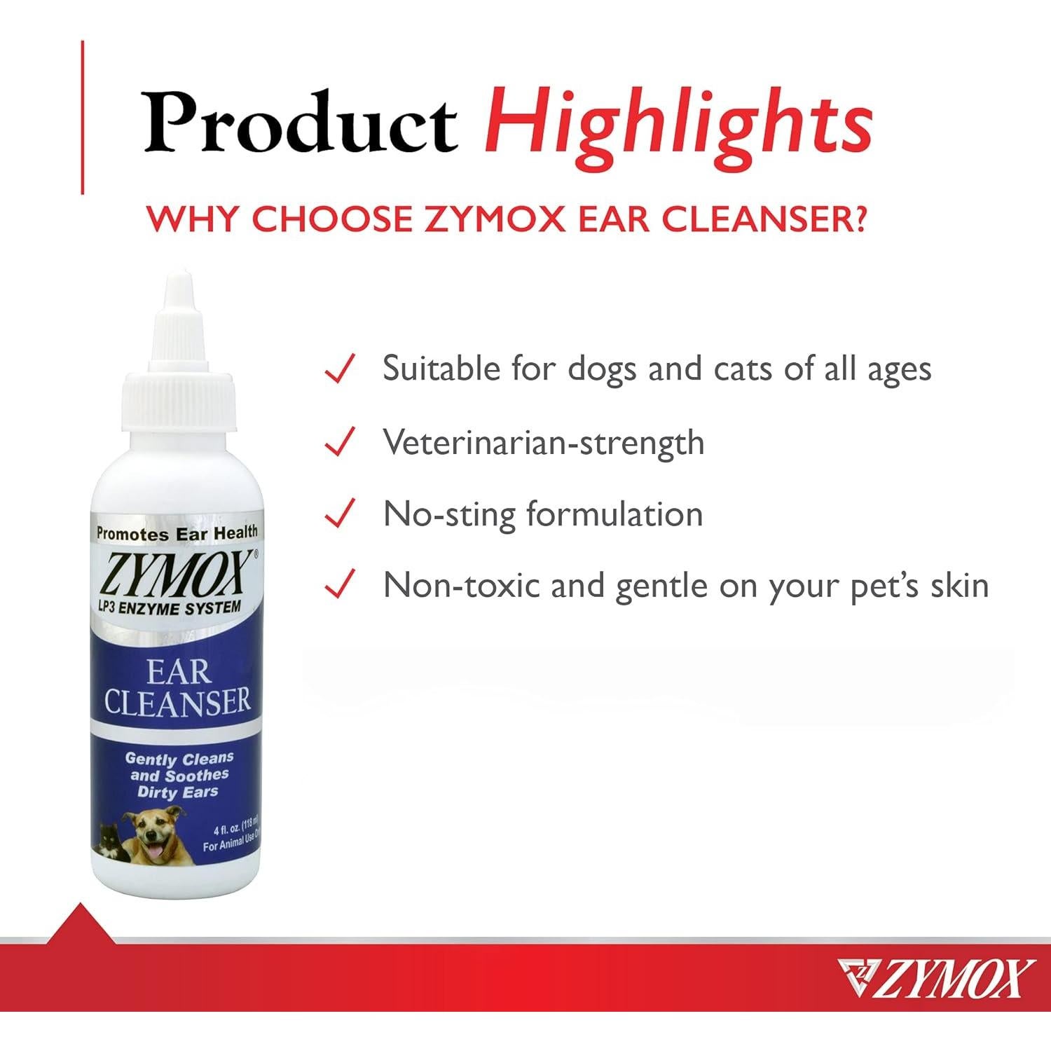 Limpiador de Oídos Zymox para Gatos y Perros 118 ml