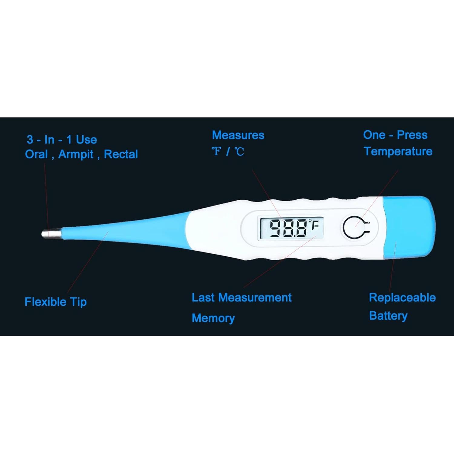 Termómetro Digital Oral BESTWYA 4 Piezas con Baterías LR41