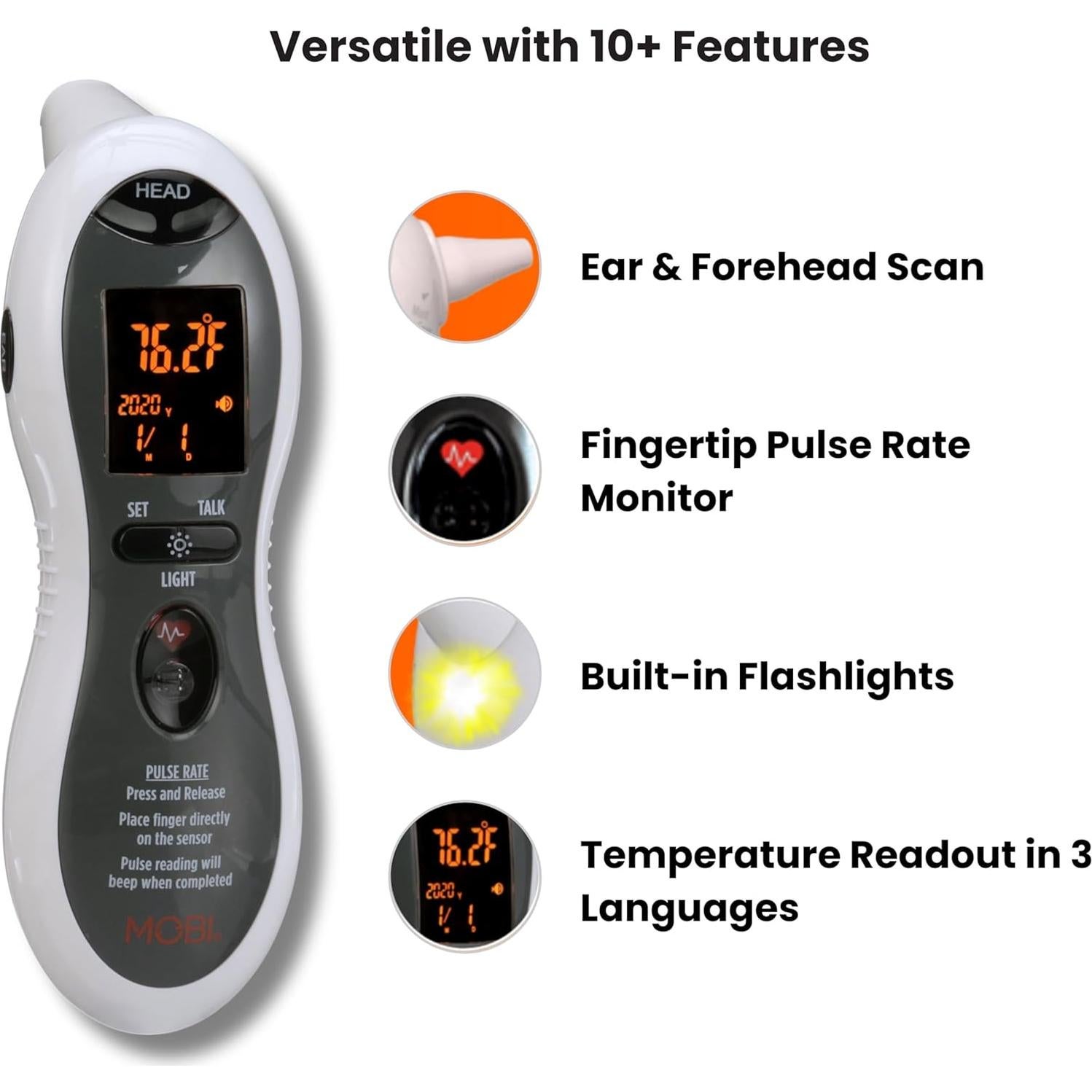 Termómetro Digital MOBI Ultra Pulse con Monitor de Pulso