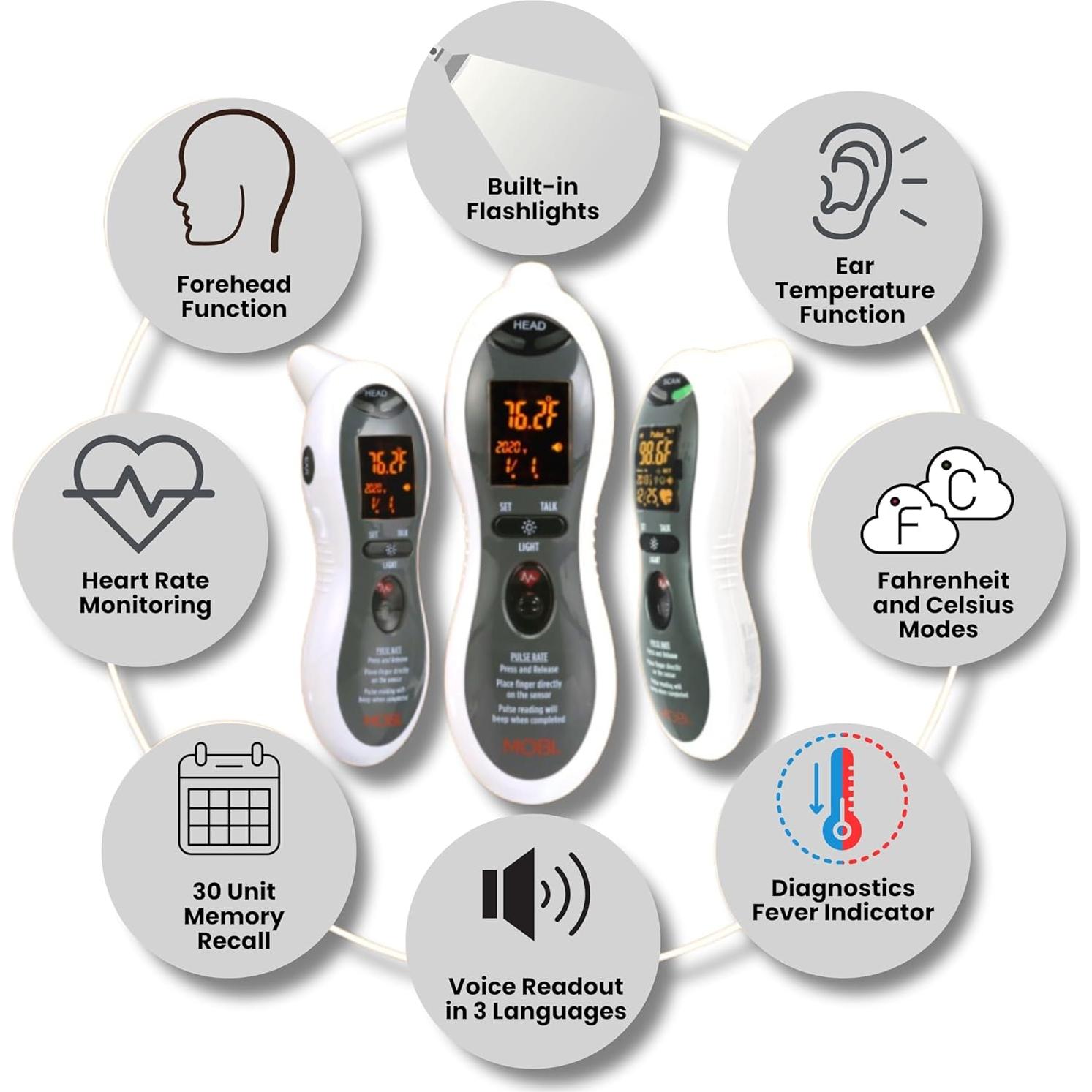 Termómetro Digital MOBI Ultra Pulse con Monitor de Pulso