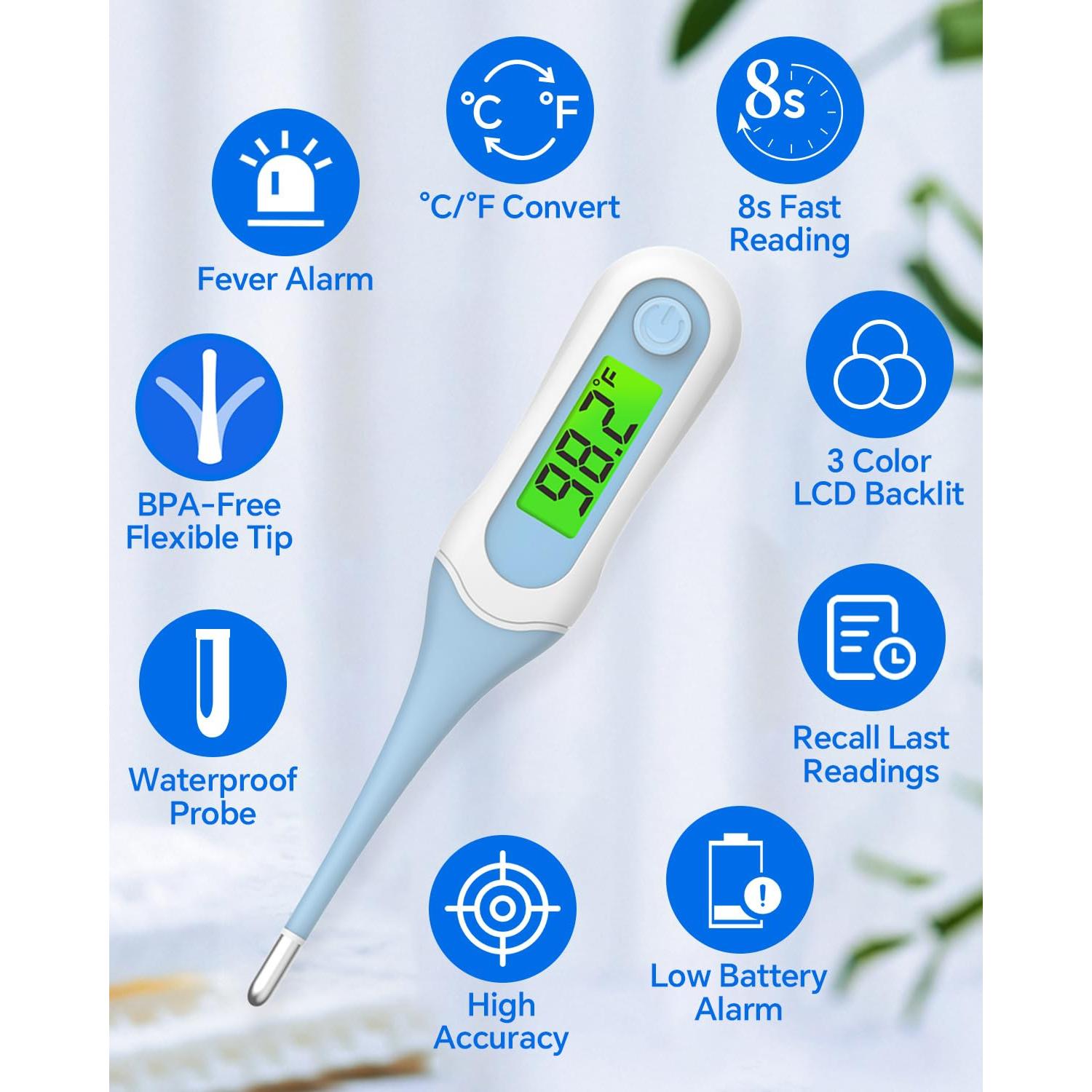 Termómetro Digital Oral Fiemack para Adultos y Bebés, 8s