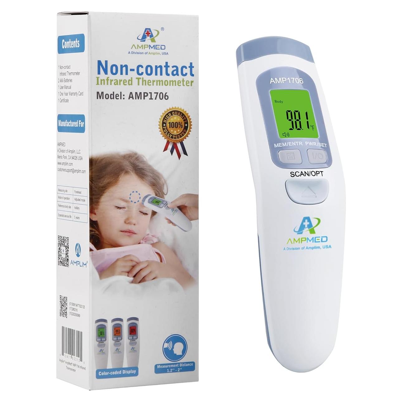 Termómetro Digital Infrarrojo Amplim AMP1706 para Bebés y Adultos