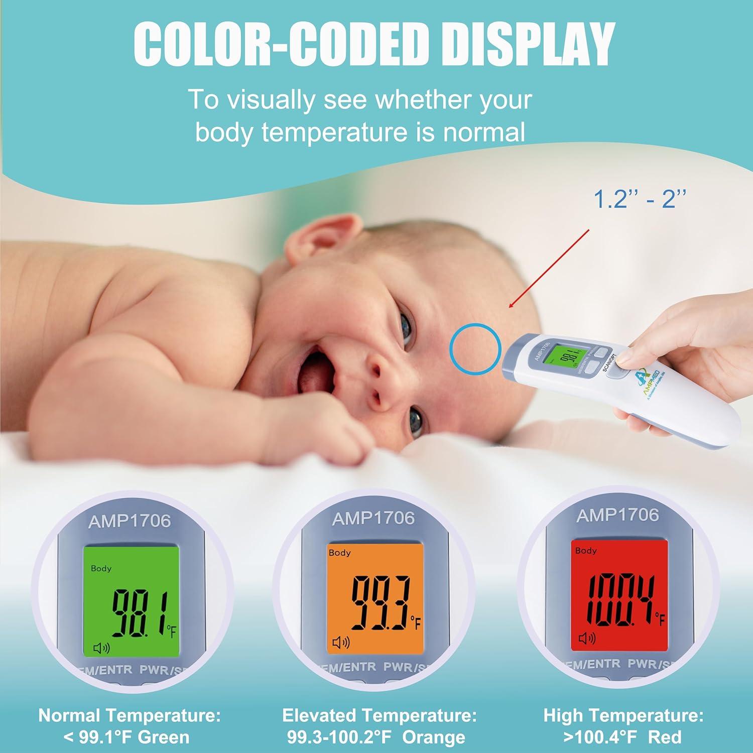 Termómetro Digital Infrarrojo Amplim AMP1706 para Bebés y Adultos