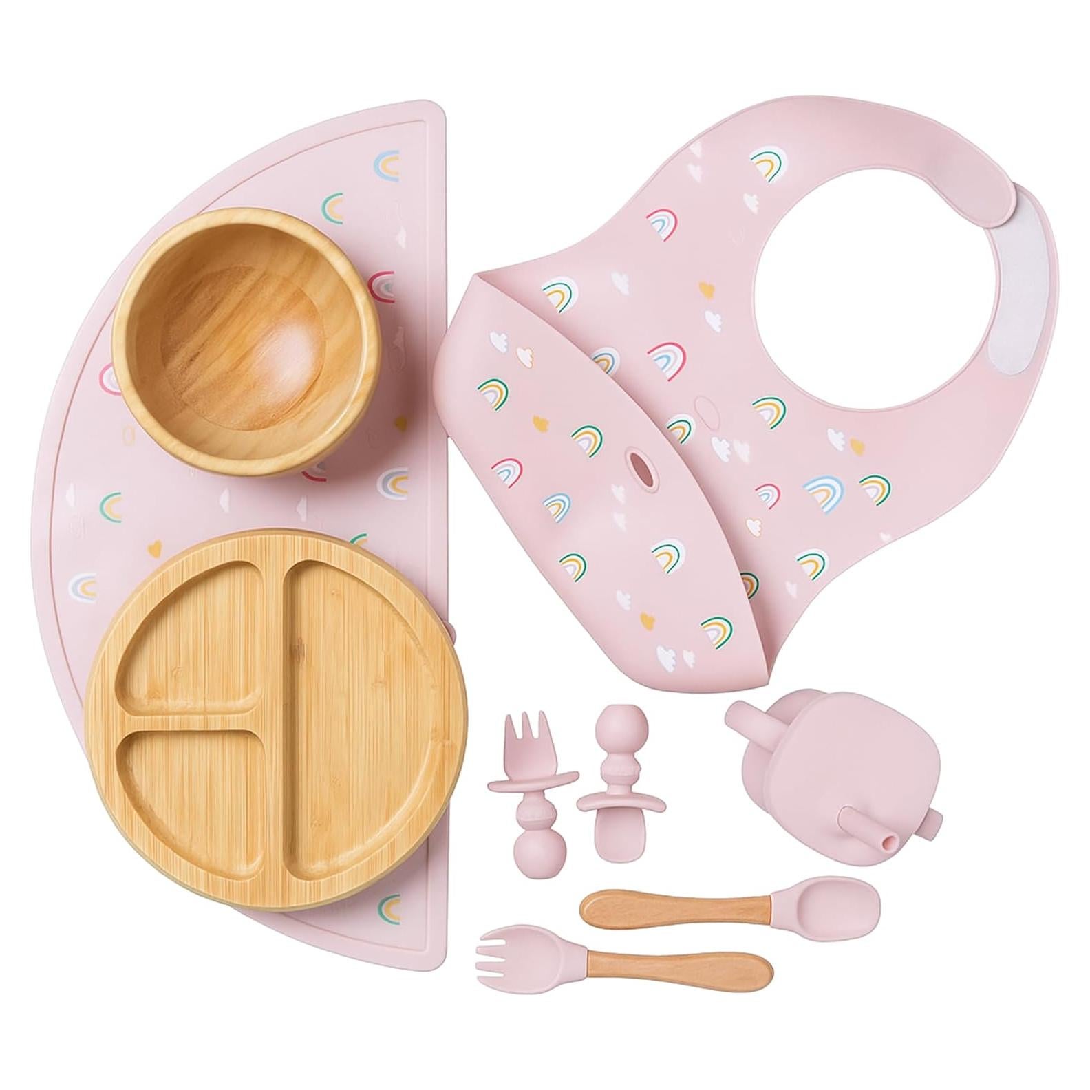 Juego de Alimentación de Bambú Feed Me Fun Rosa - 6 meses+