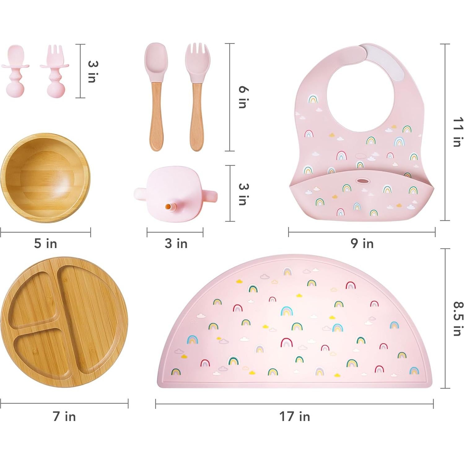Juego de Alimentación de Bambú Feed Me Fun Rosa - 6 meses+