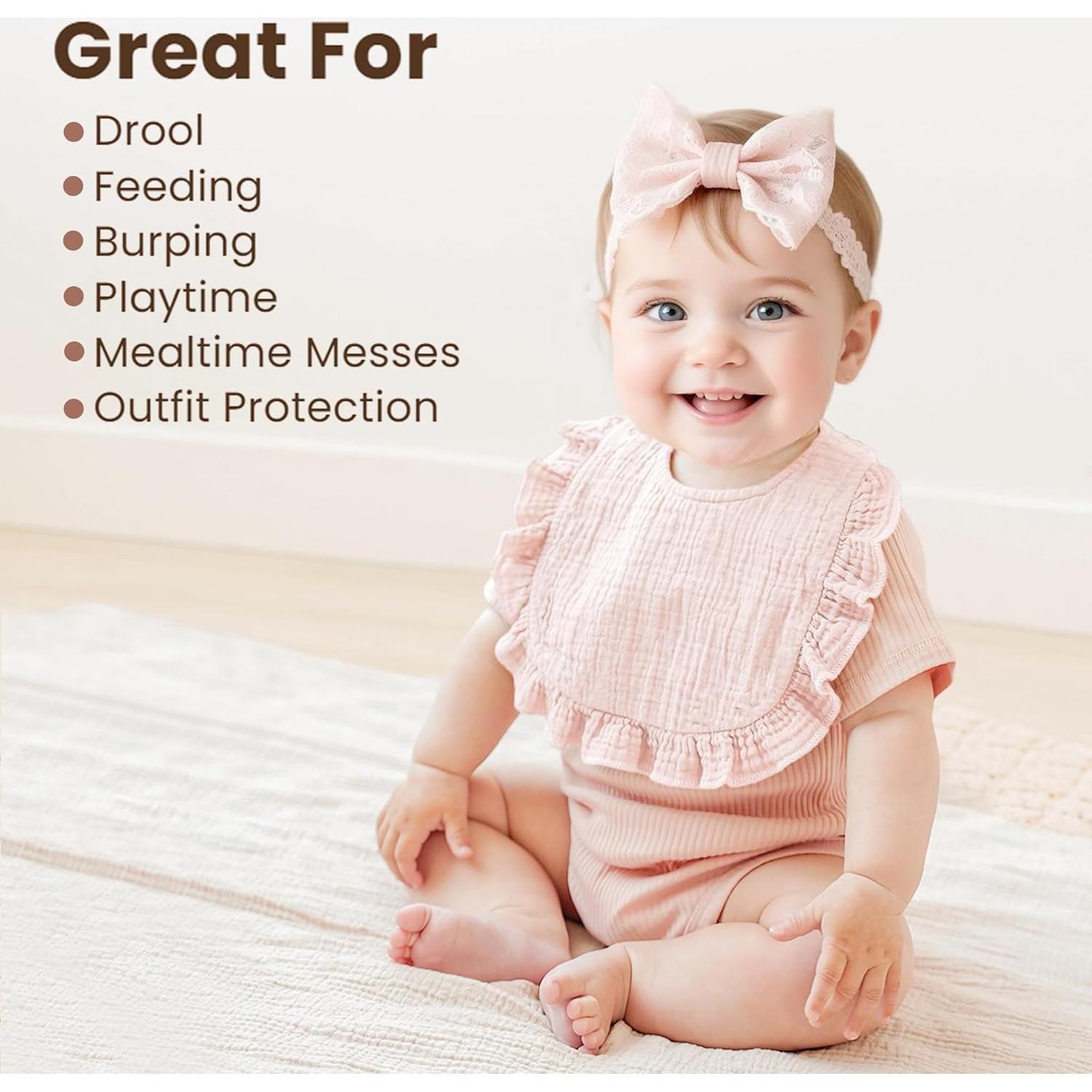 Baberos de Muselina Konssy 100% Algodón Rosa - Paquete de 3