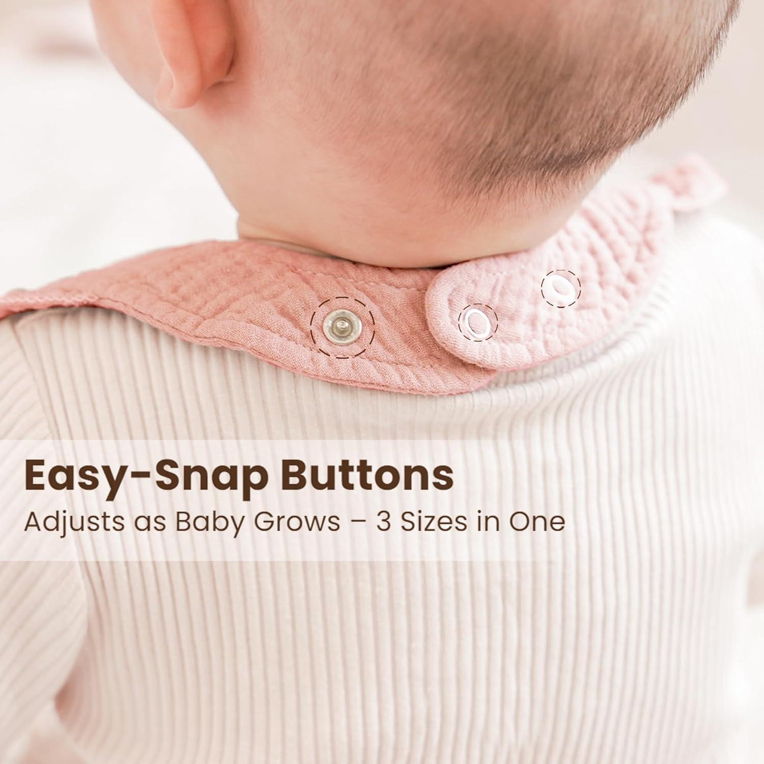 Baberos de Muselina Konssy 100% Algodón Rosa - Paquete de 3