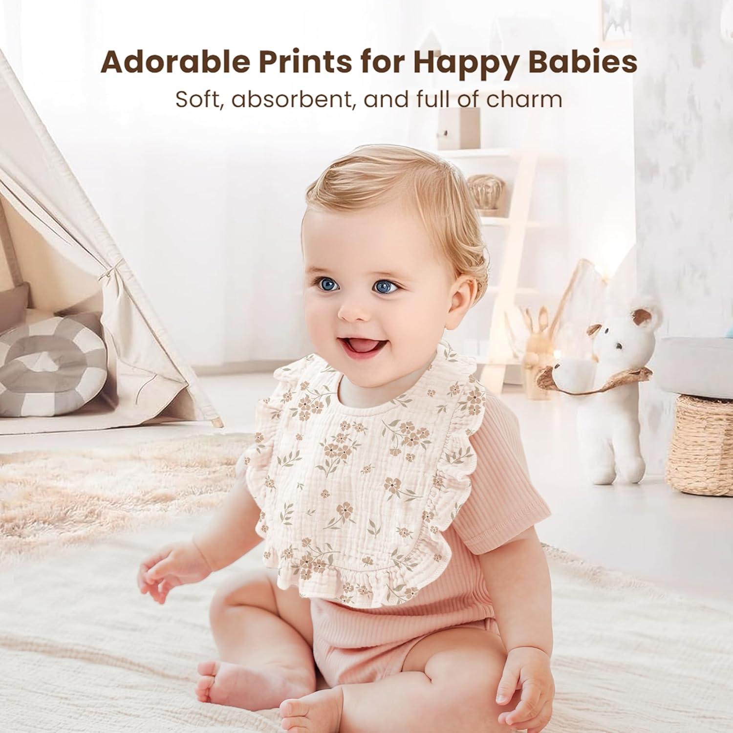 Baberos de Muselina Konssy 100% Algodón Rosa - Paquete de 3