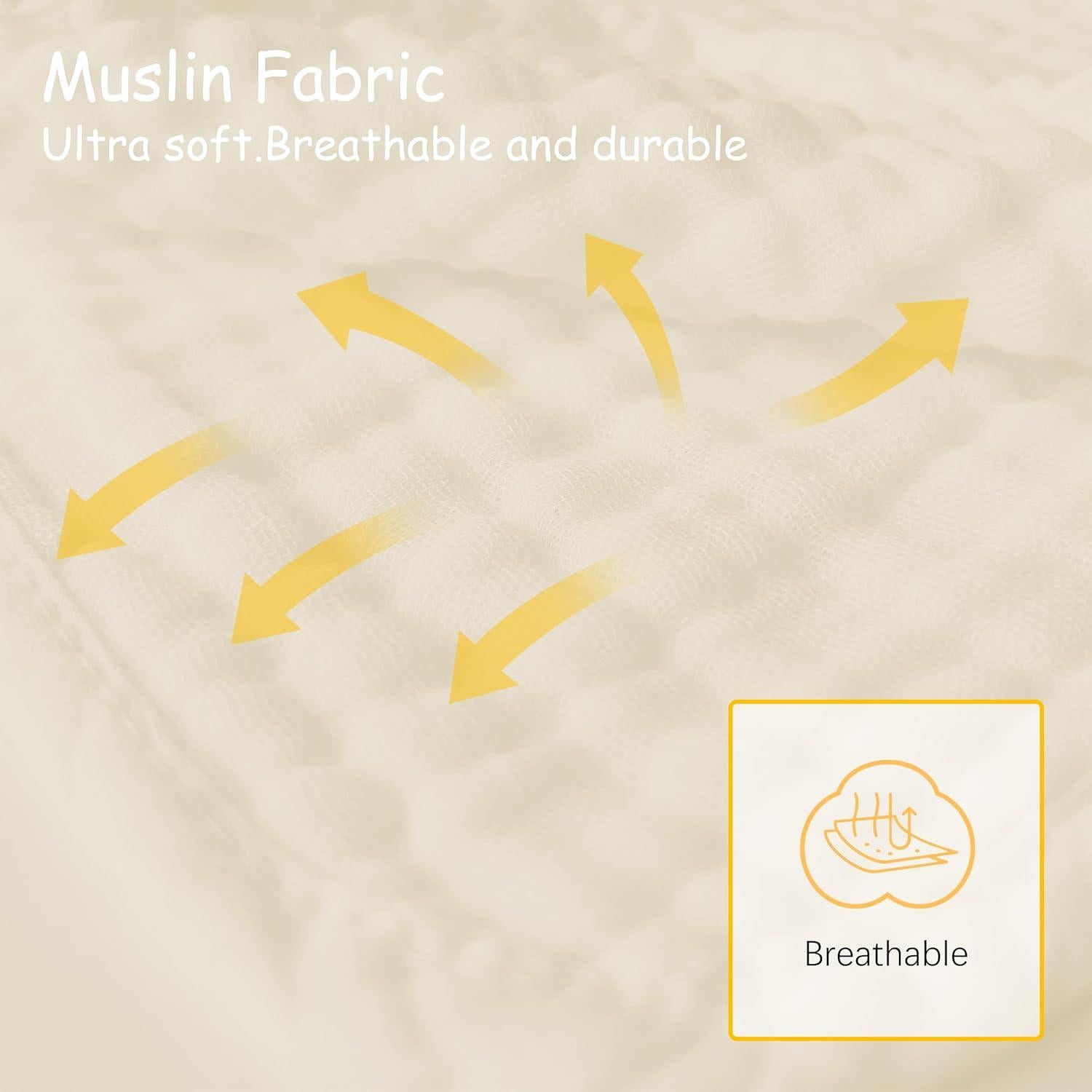 Paquete de 12 Paños de Muselina 100% Algodón Lovely Care Marfil