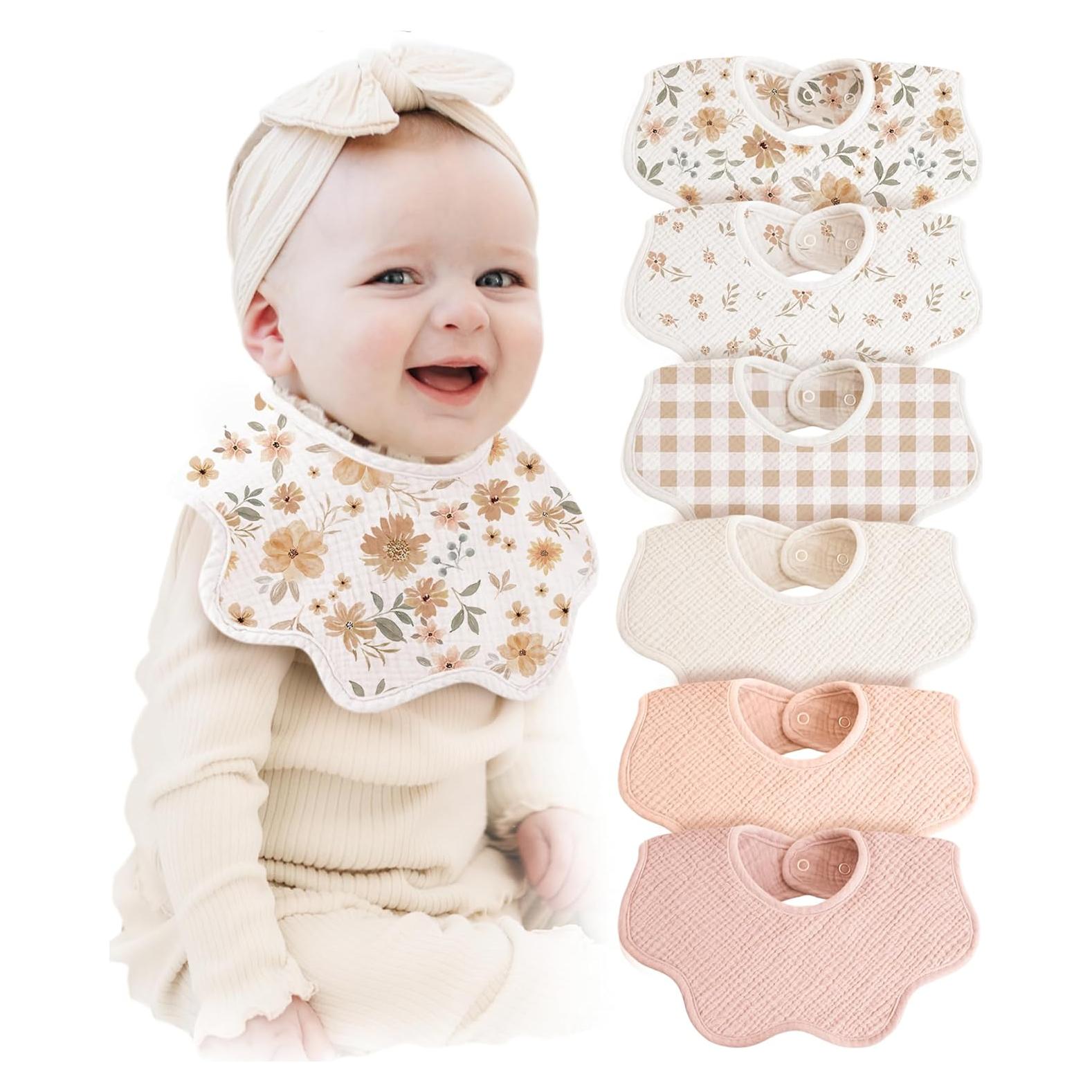 Baberos de Muselina Konssy 100% Algodón Absorbentes Pack 6