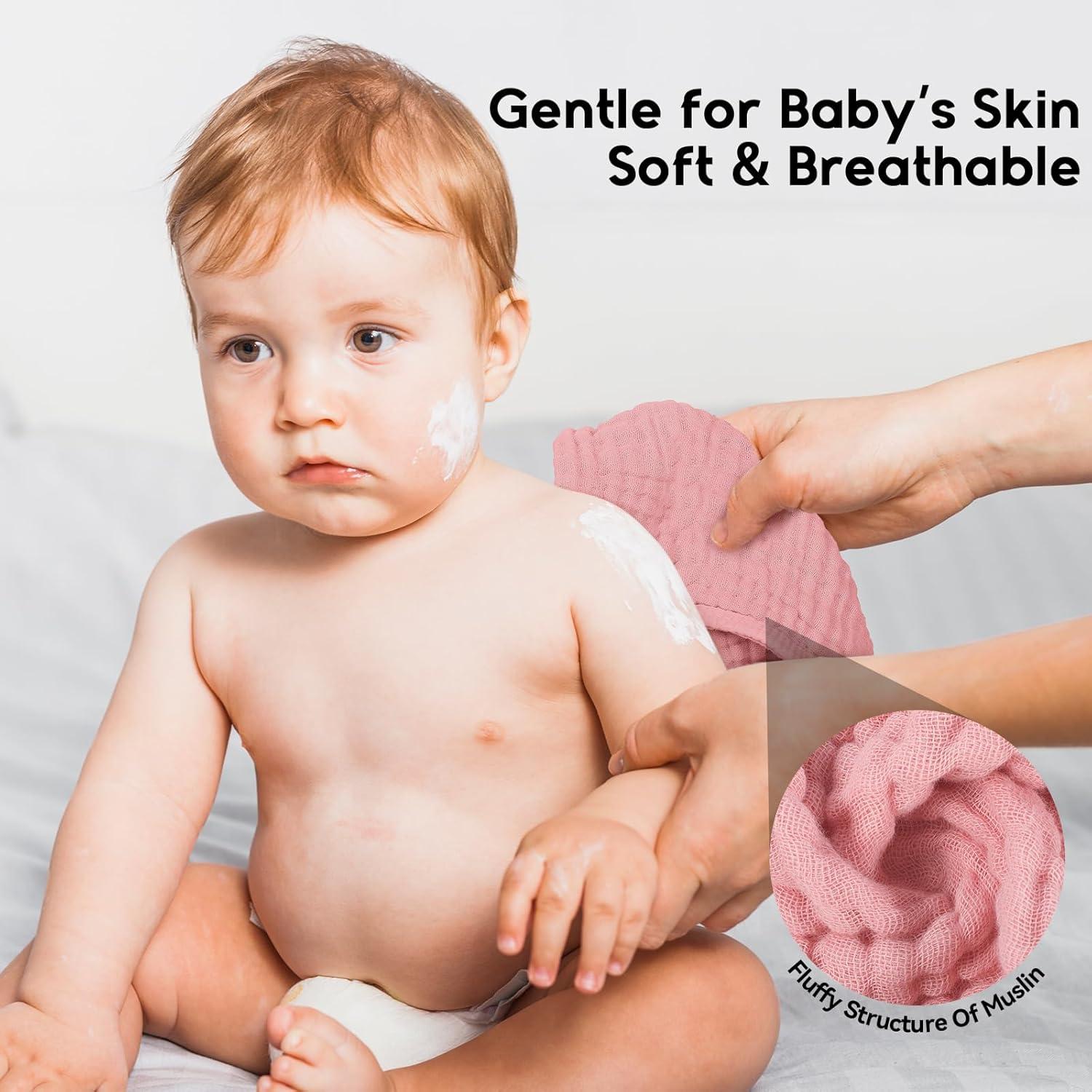 Paños de Eructo de Muselina Unnivoll 100% Algodón 12 Piezas Rosa