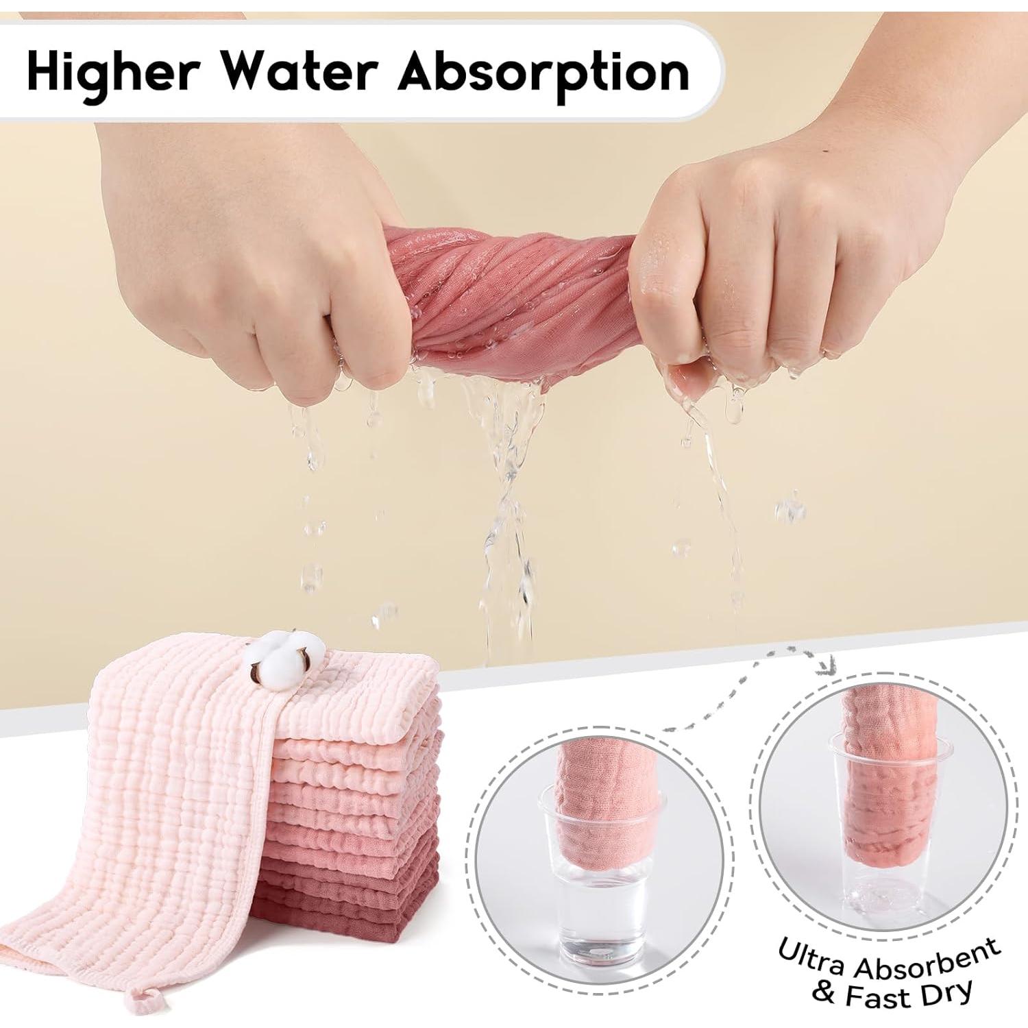 Paños de Eructo de Muselina Unnivoll 100% Algodón 12 Piezas Rosa