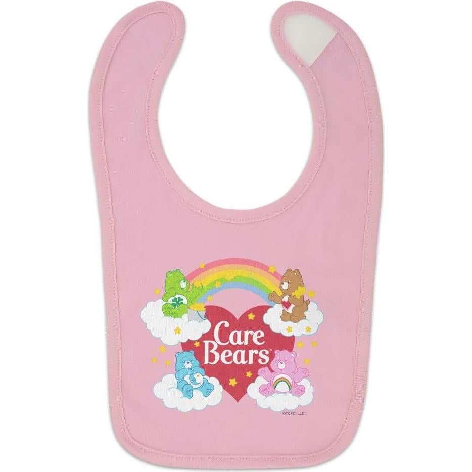 Babero de bebé Care Bears rosa 100% algodón con cierre
