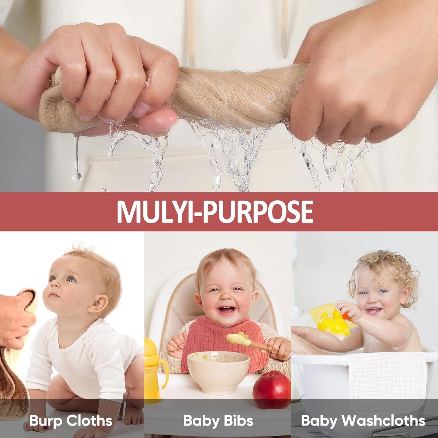 Paños de Eructo 100% Algodón MIGIOL - 12 Piezas Rosa y Café