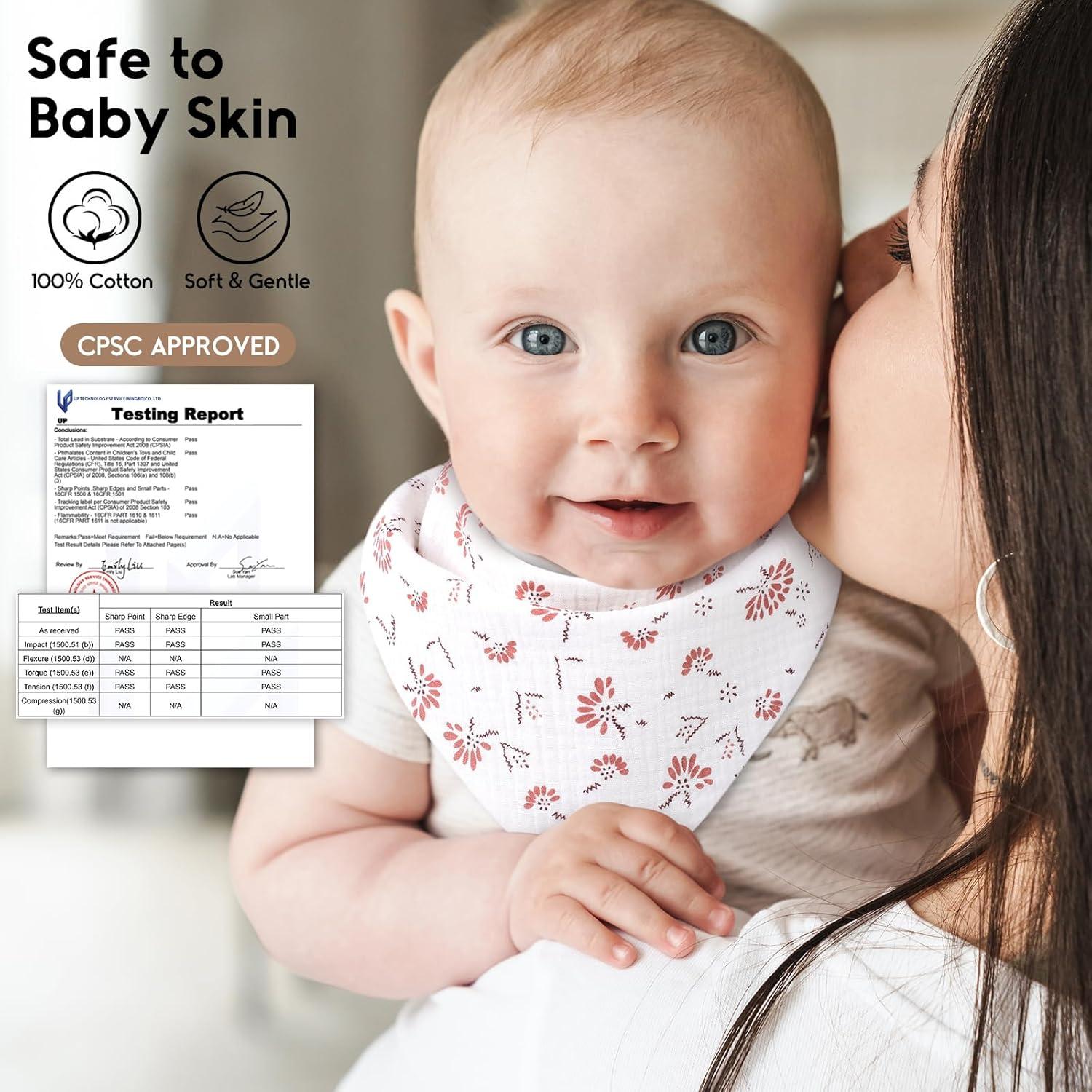 Baberos de Muselina Yoofoss 10 Piezas 100% Algodón Orgánico 6 Capas