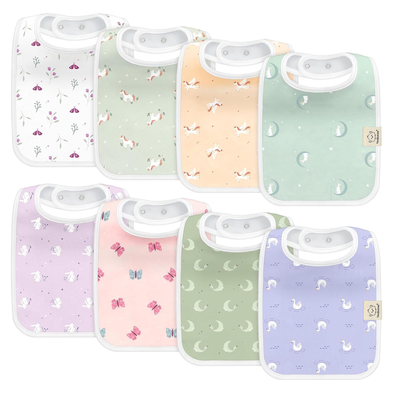 KeaBabies 8 Baberos Orgánicos Absorbentes para Bebés Unisex