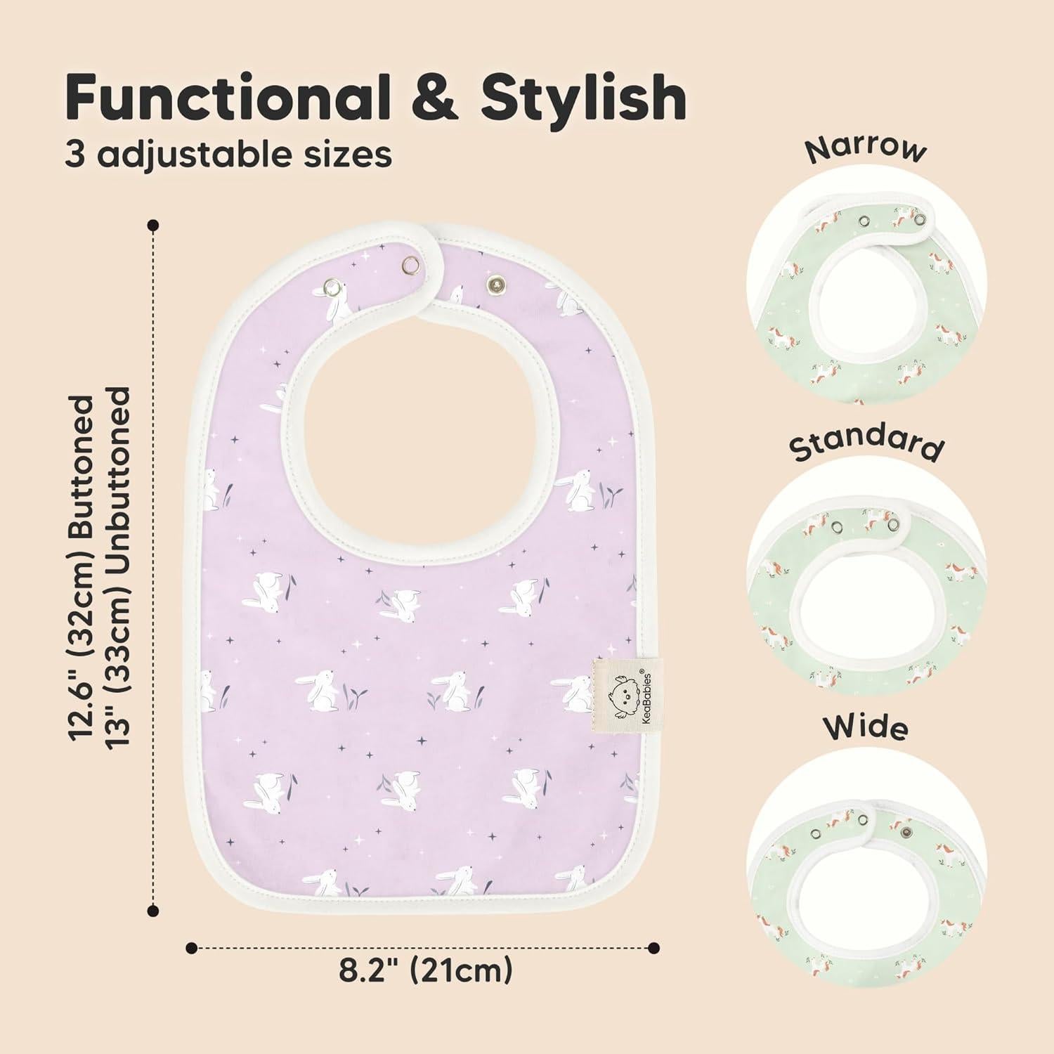 KeaBabies 8 Baberos Orgánicos Absorbentes para Bebés Unisex