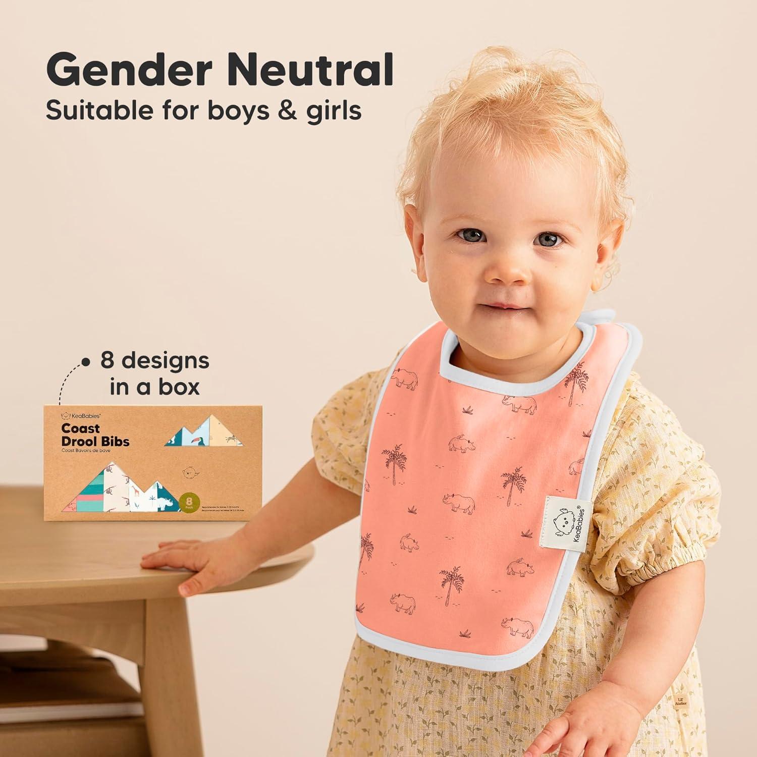 KeaBabies 8 Baberos Orgánicos Absorbentes para Bebés Unisex