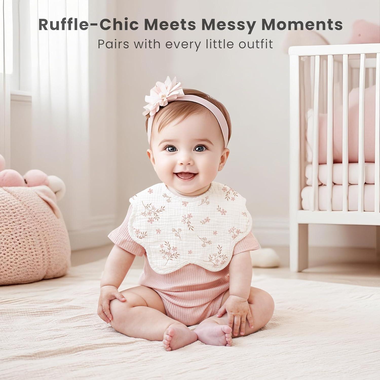 Baberos de Muselina Konssy 8 Piezas 100% Algodón Ajustables