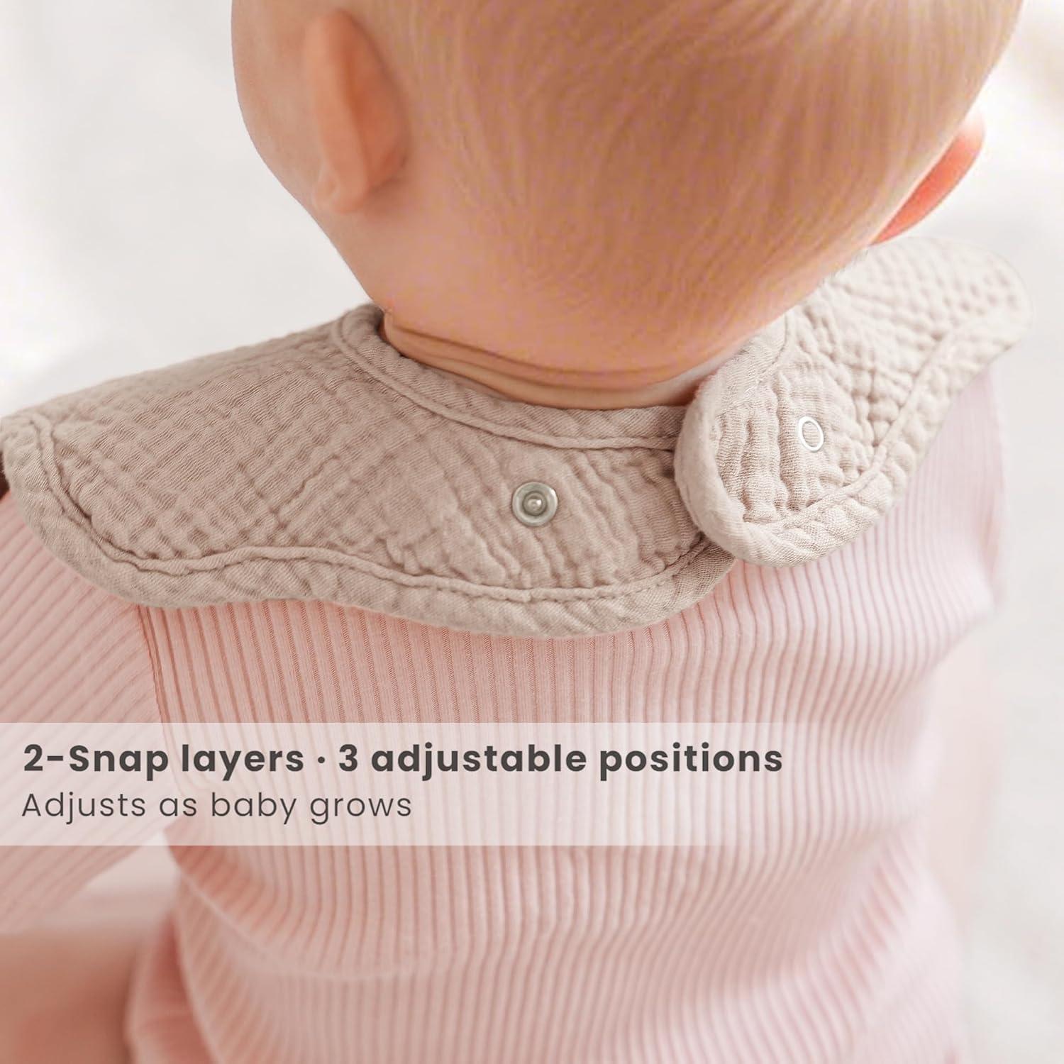 Baberos de Muselina Konssy 8 Piezas 100% Algodón Ajustables