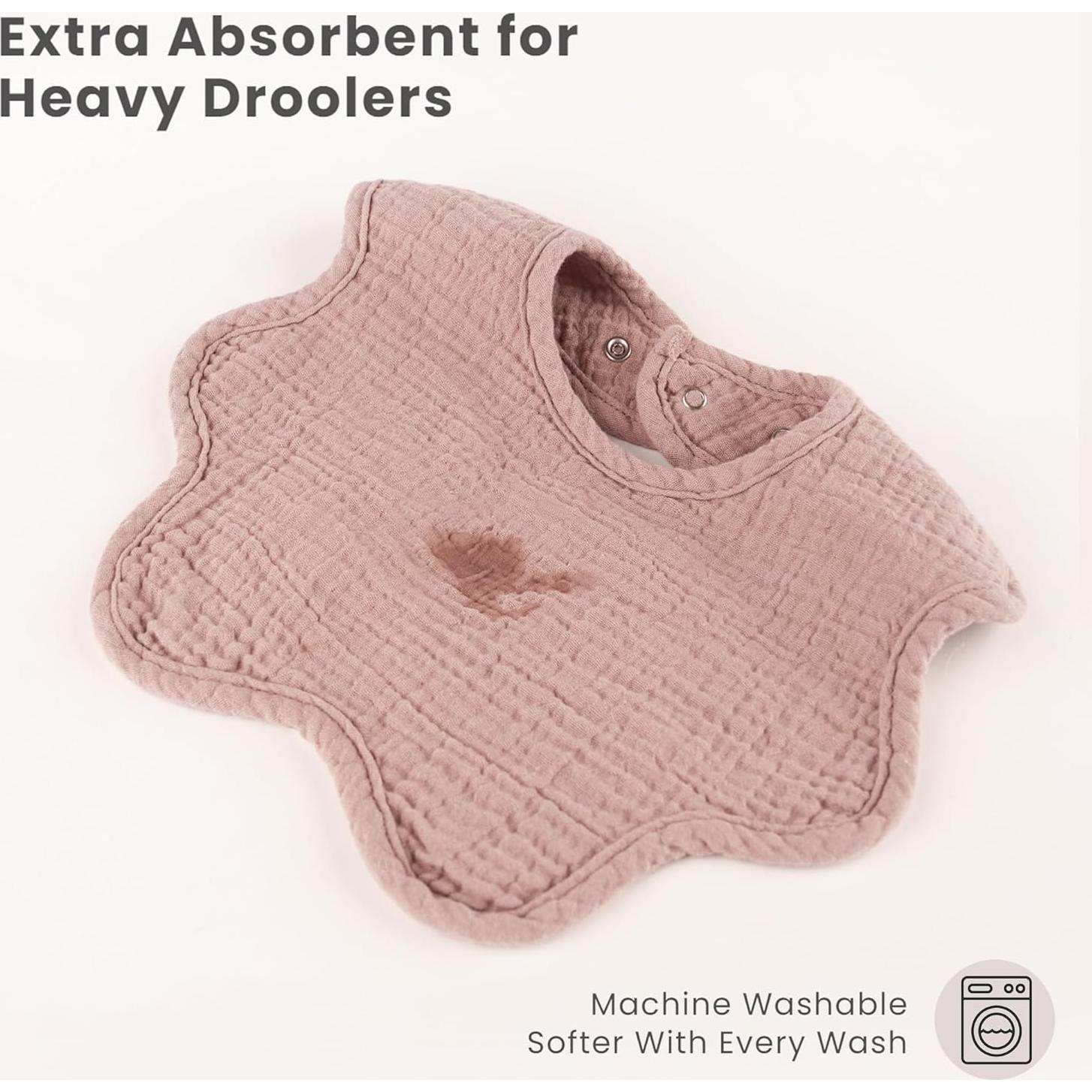 Baberos de Muselina Konssy 8 Piezas 100% Algodón Ajustables