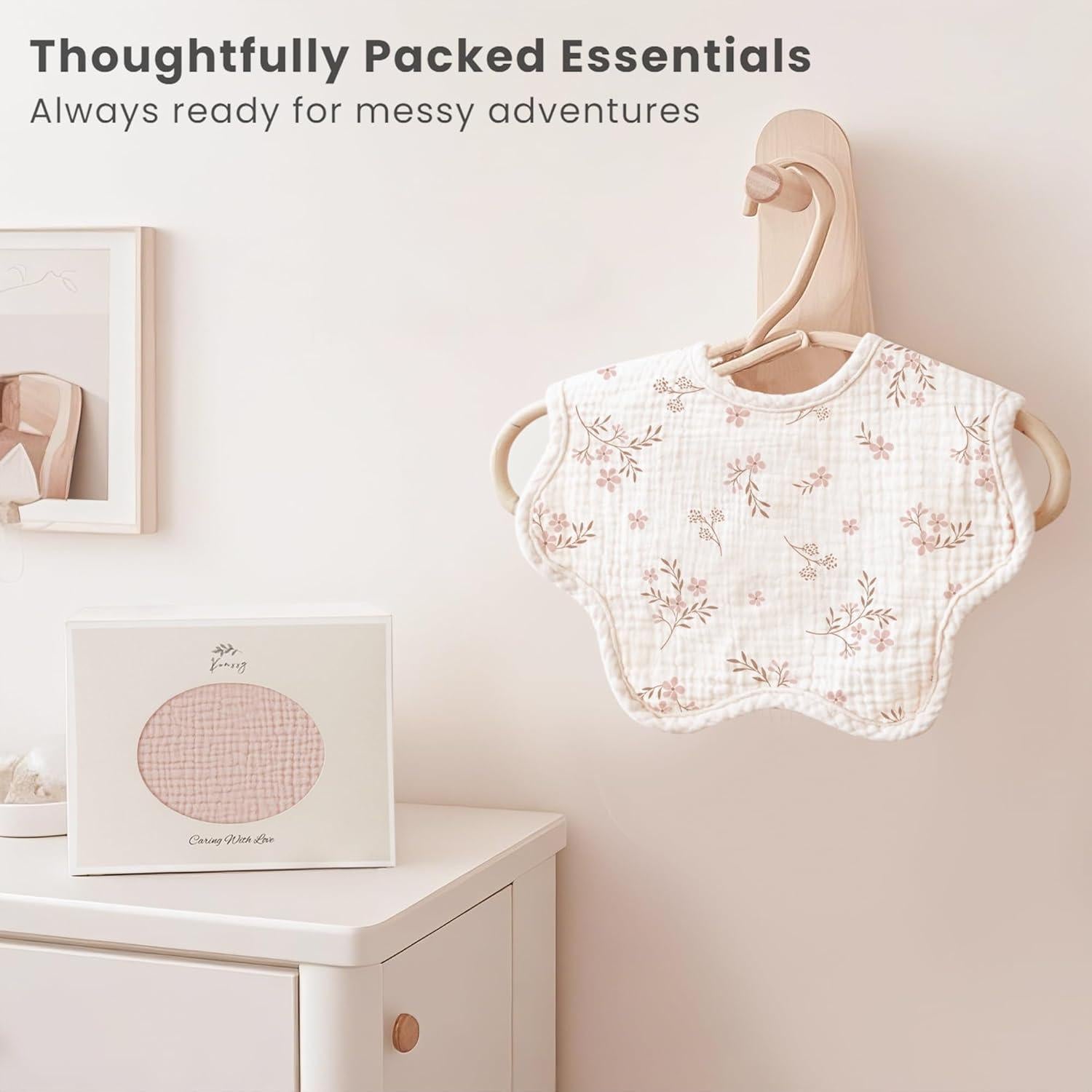 Baberos de Muselina Konssy 8 Piezas 100% Algodón Ajustables