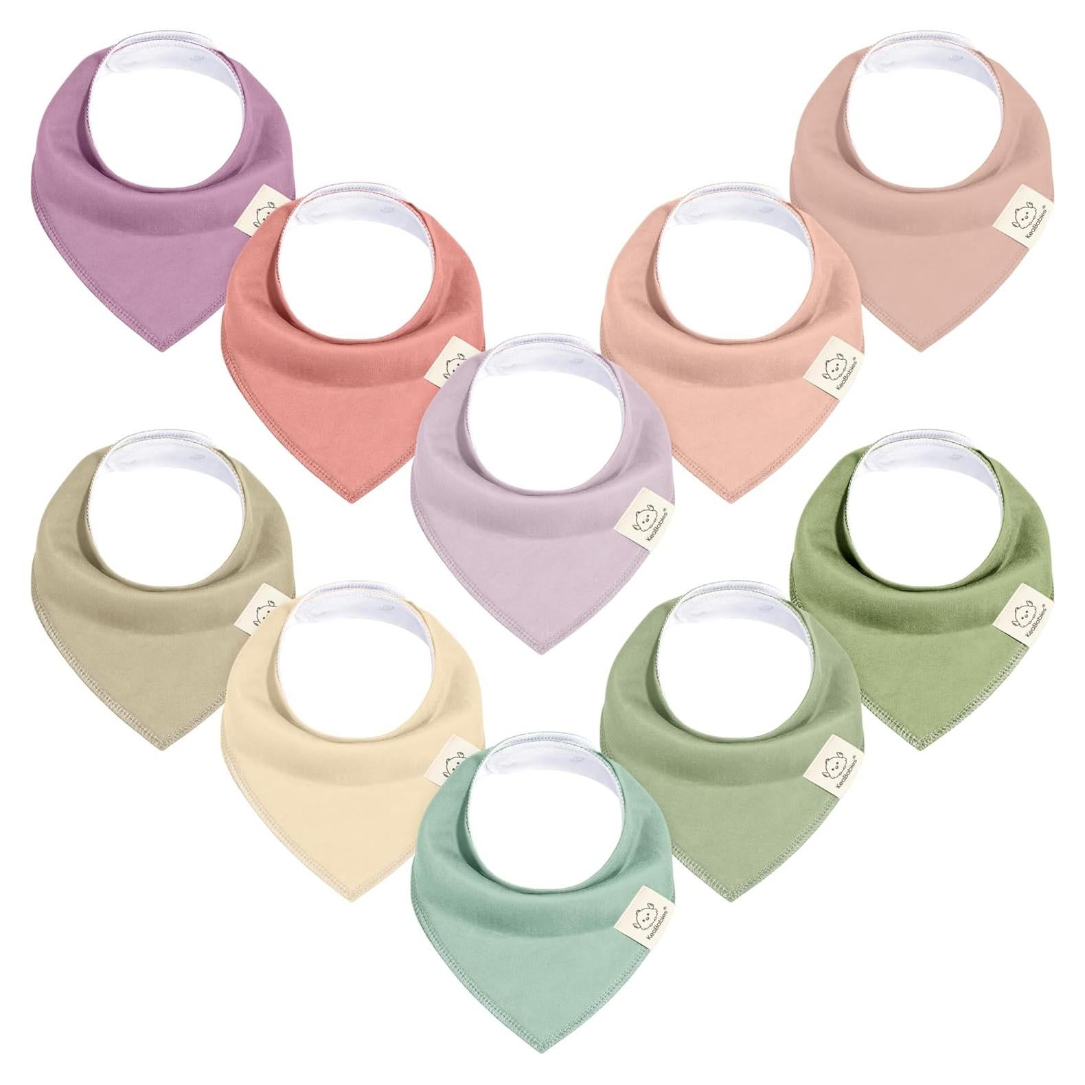 Paquete de 10 Baberos de Bandana KeaBabies 100% Algodón Orgánico