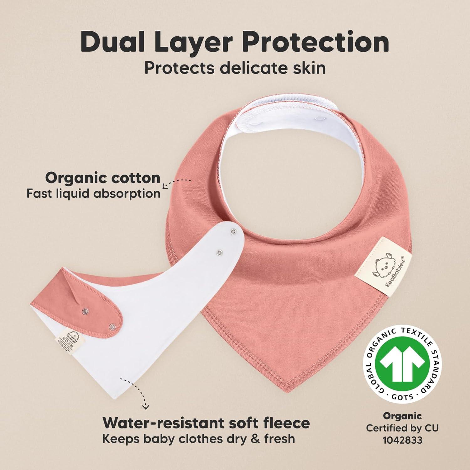 Paquete de 10 Baberos de Bandana KeaBabies 100% Algodón Orgánico