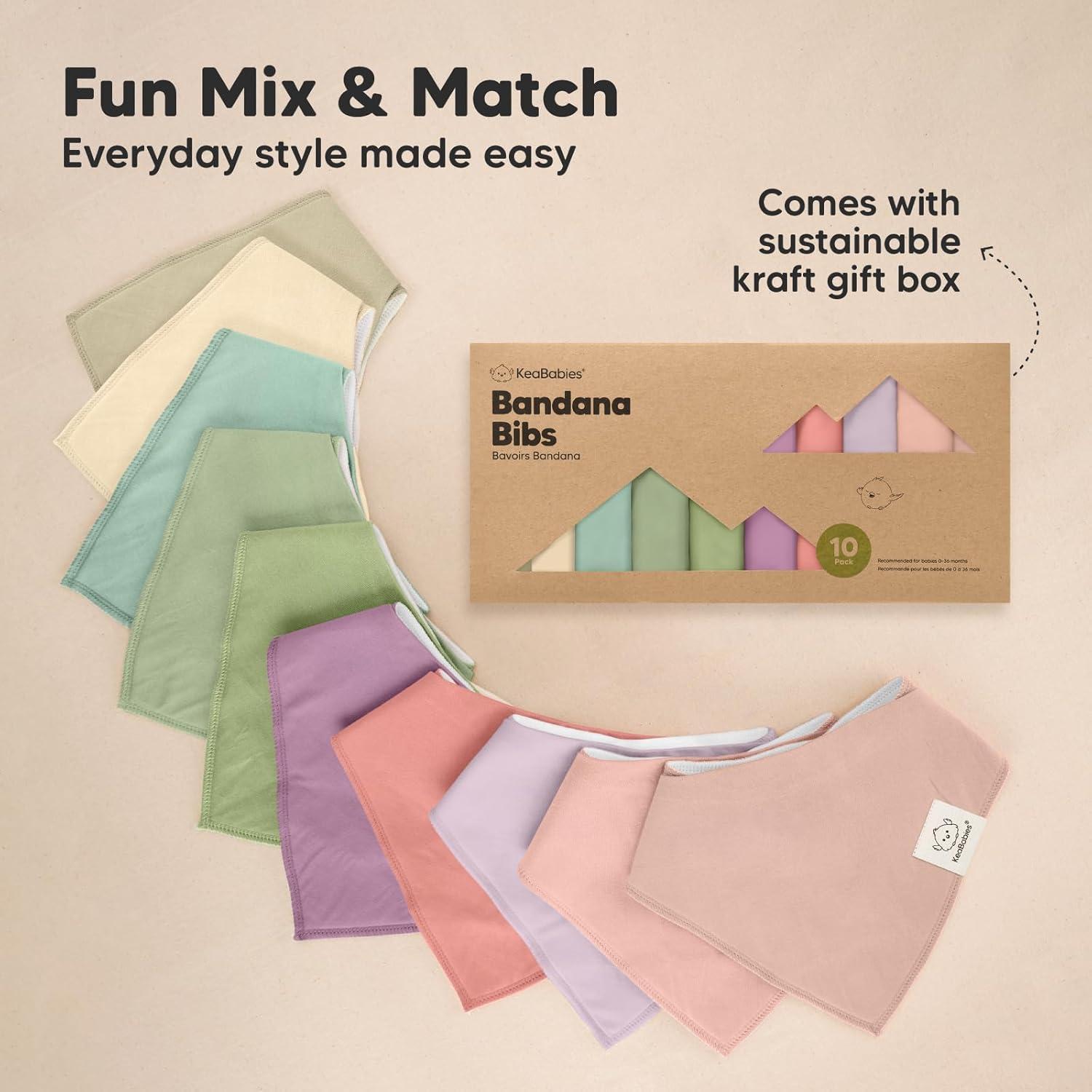 Paquete de 10 Baberos de Bandana KeaBabies 100% Algodón Orgánico