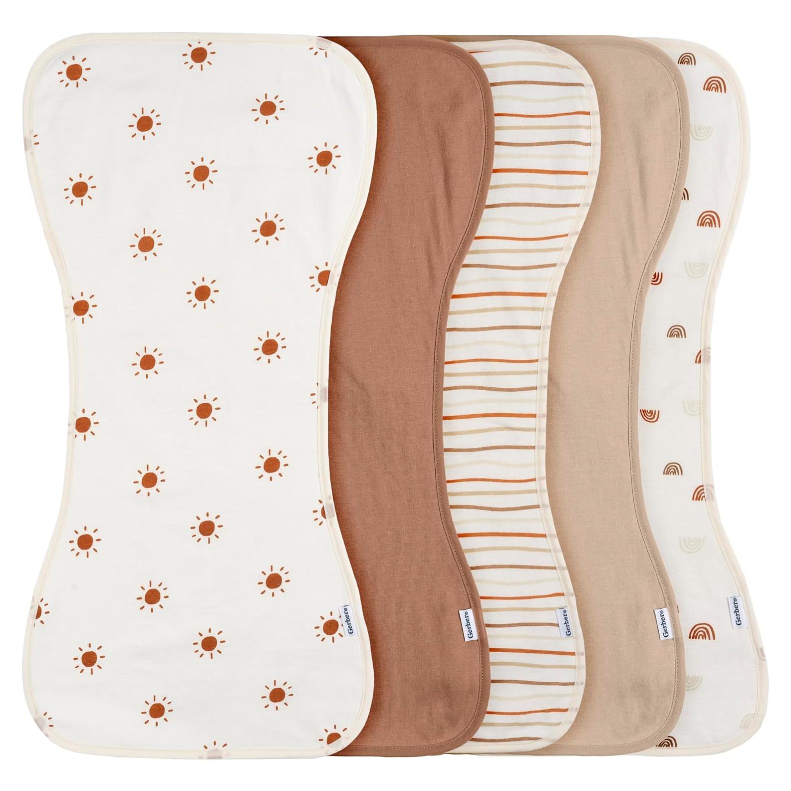 Paquete de 5 Paños de Eructo Unisex Gerber - Óxido Marrón